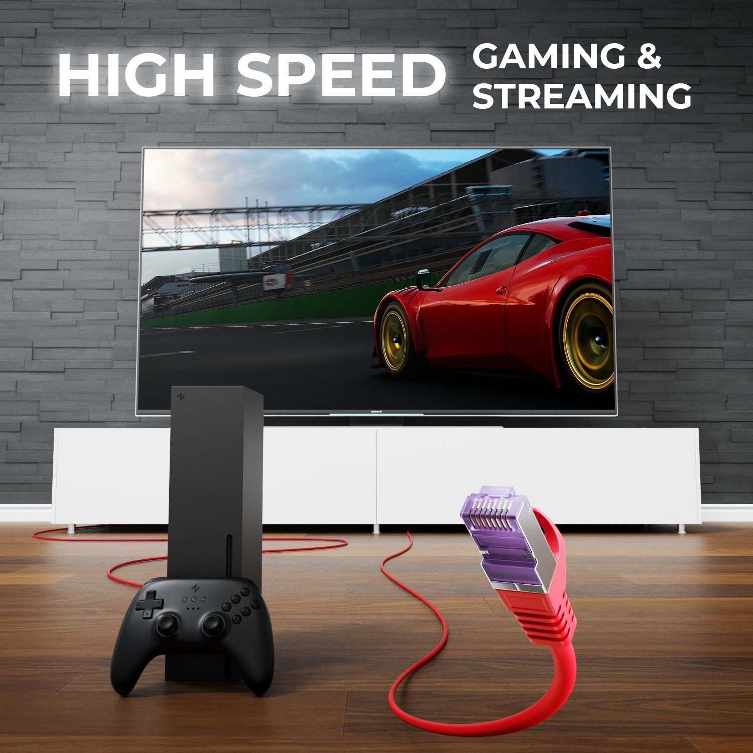 deleyCON deleyCON 0,25m RJ45 Patchkabel SFTP PiMF Netzwerkkabel mit CAT7 LAN-Kabel