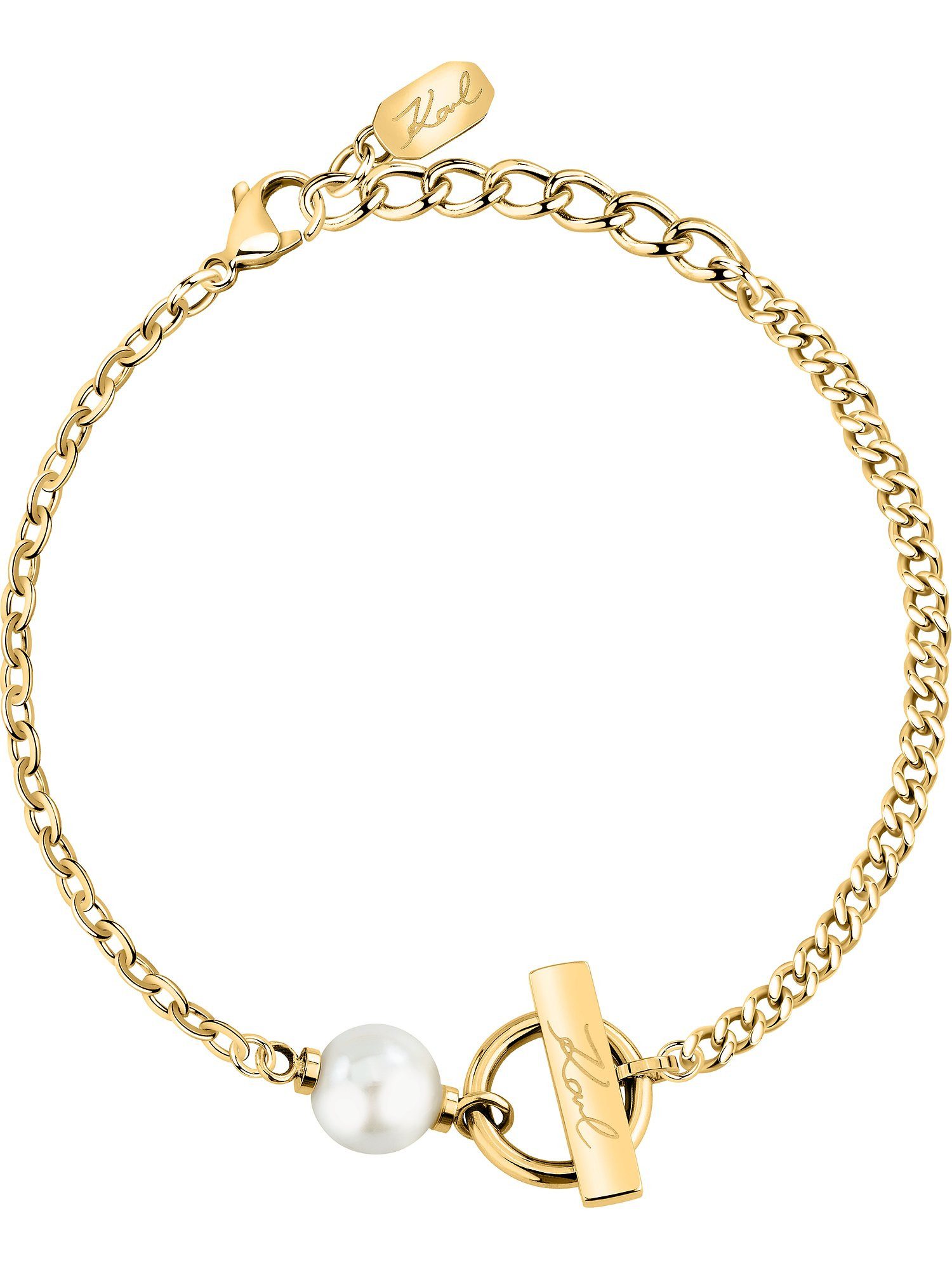 KARL LAGERFELD Armband Karl Lagerfeld Damen-Armband Edelstahl Kunstperle, Pearl