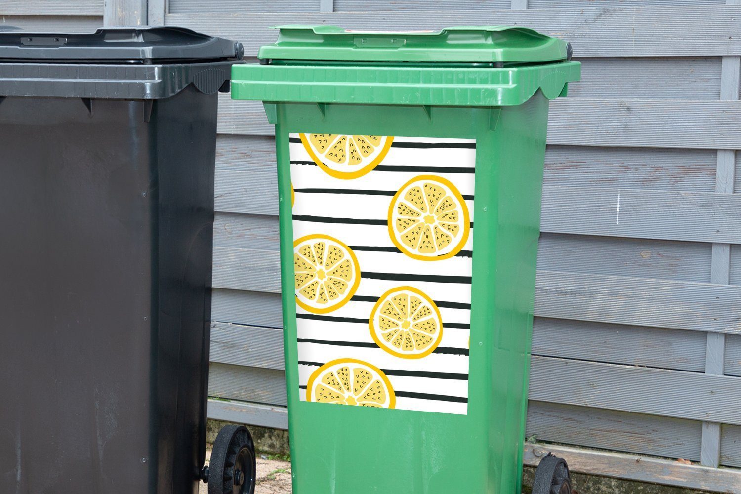 MuchoWow Mülltonne, (1 Wandsticker St), Sommer - Container, Sticker, Zitronen Mülleimer-aufkleber, Muster Abfalbehälter -