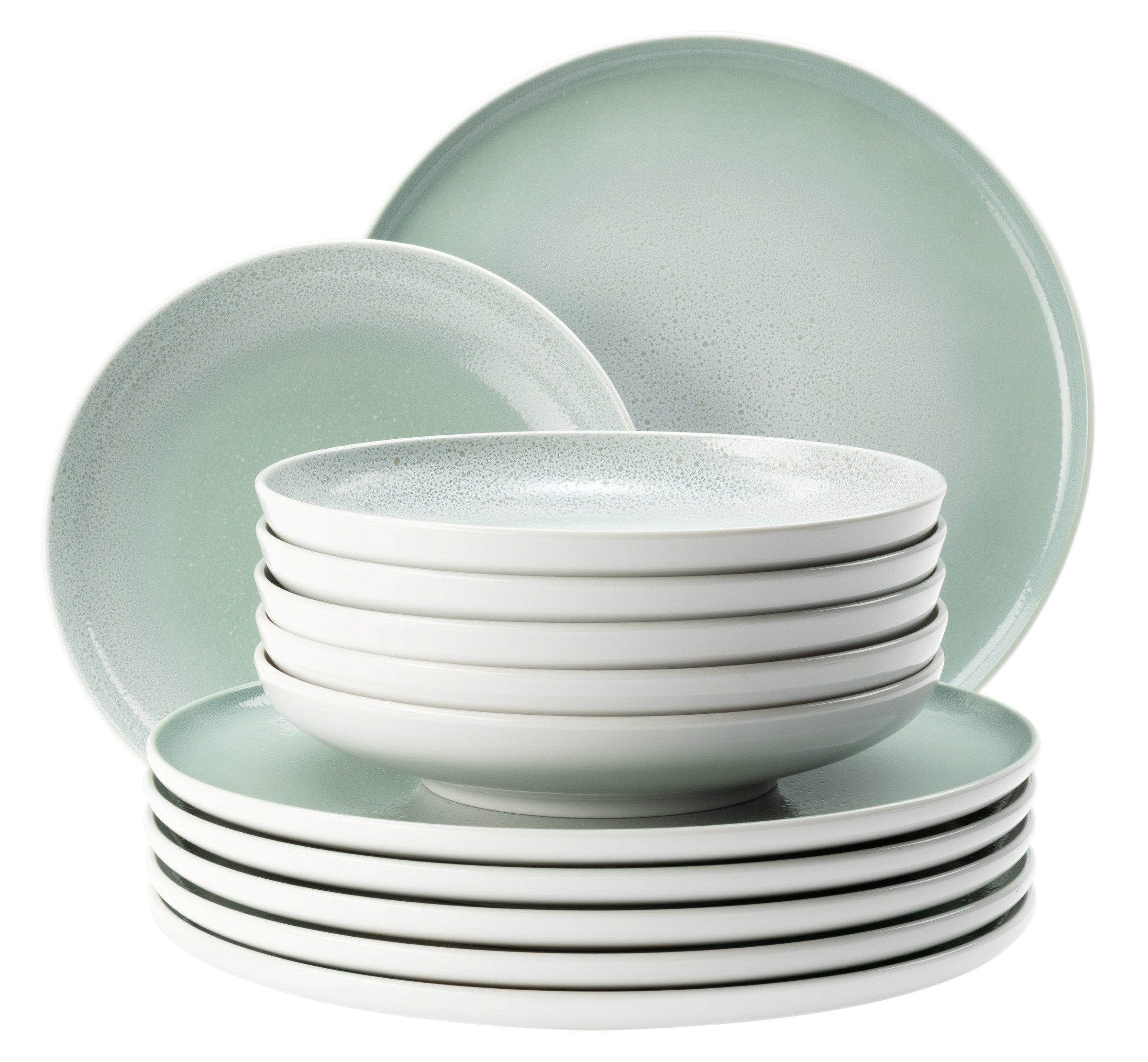 Seltmann Weiden Tafelservice Sento Home, Geschirr-Set, 12-teilig (12-tlg), 6 Personen, Porzellan, Teller Set, harmonisch geschwungene Form