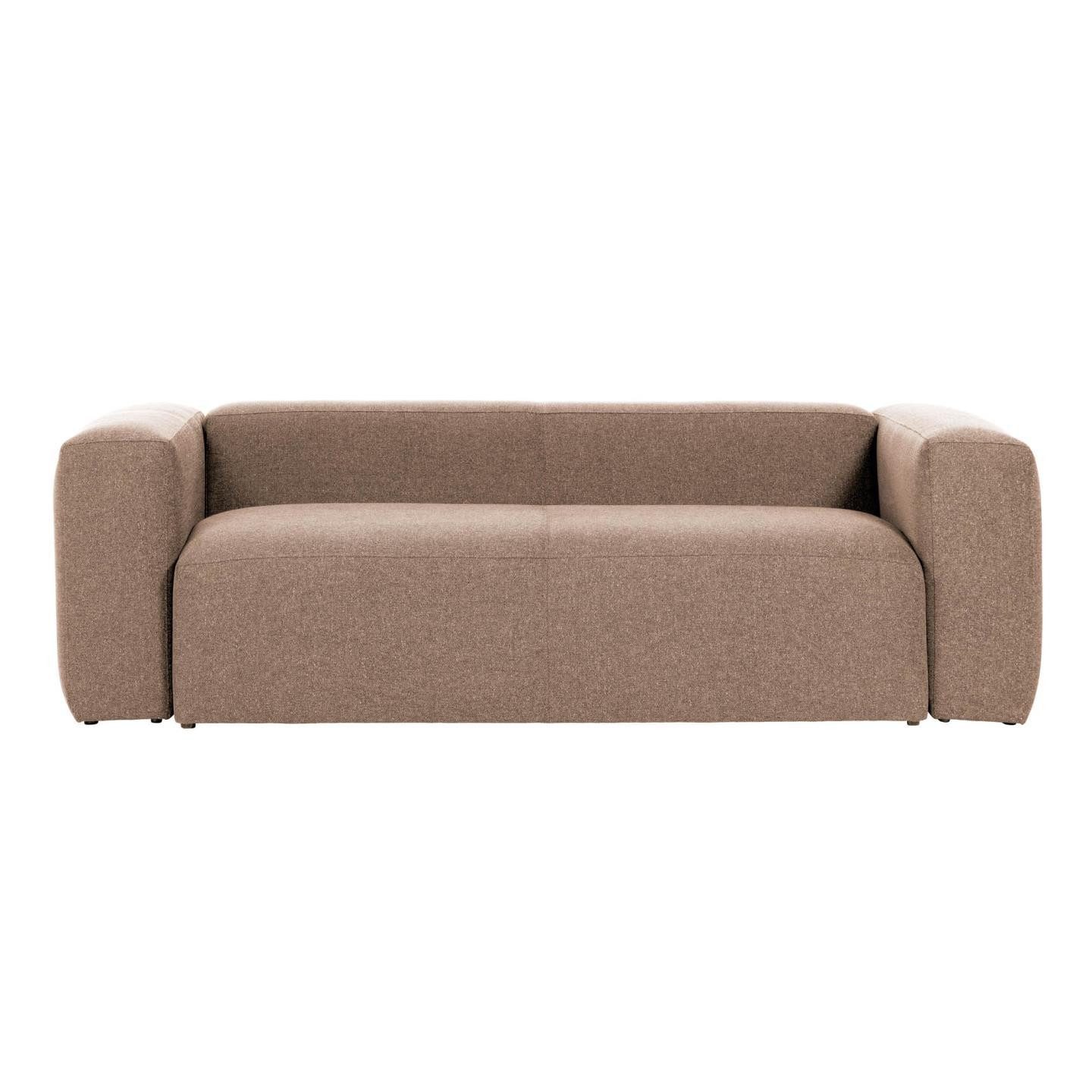 Natur24 Sofa Blok 3-Sitzer-Sofa 100 x 69 x 240 cm Kiefernholz Chenille Rosa