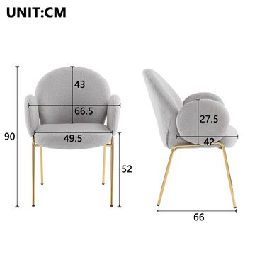 IDEASY Polsterstuhl Graue Samtstühle mit hochdichtem Memory-Schaum, Metallbeinen, verstellbaren Beinkappen und geschwungenem Rücken Esszimmerstühle
