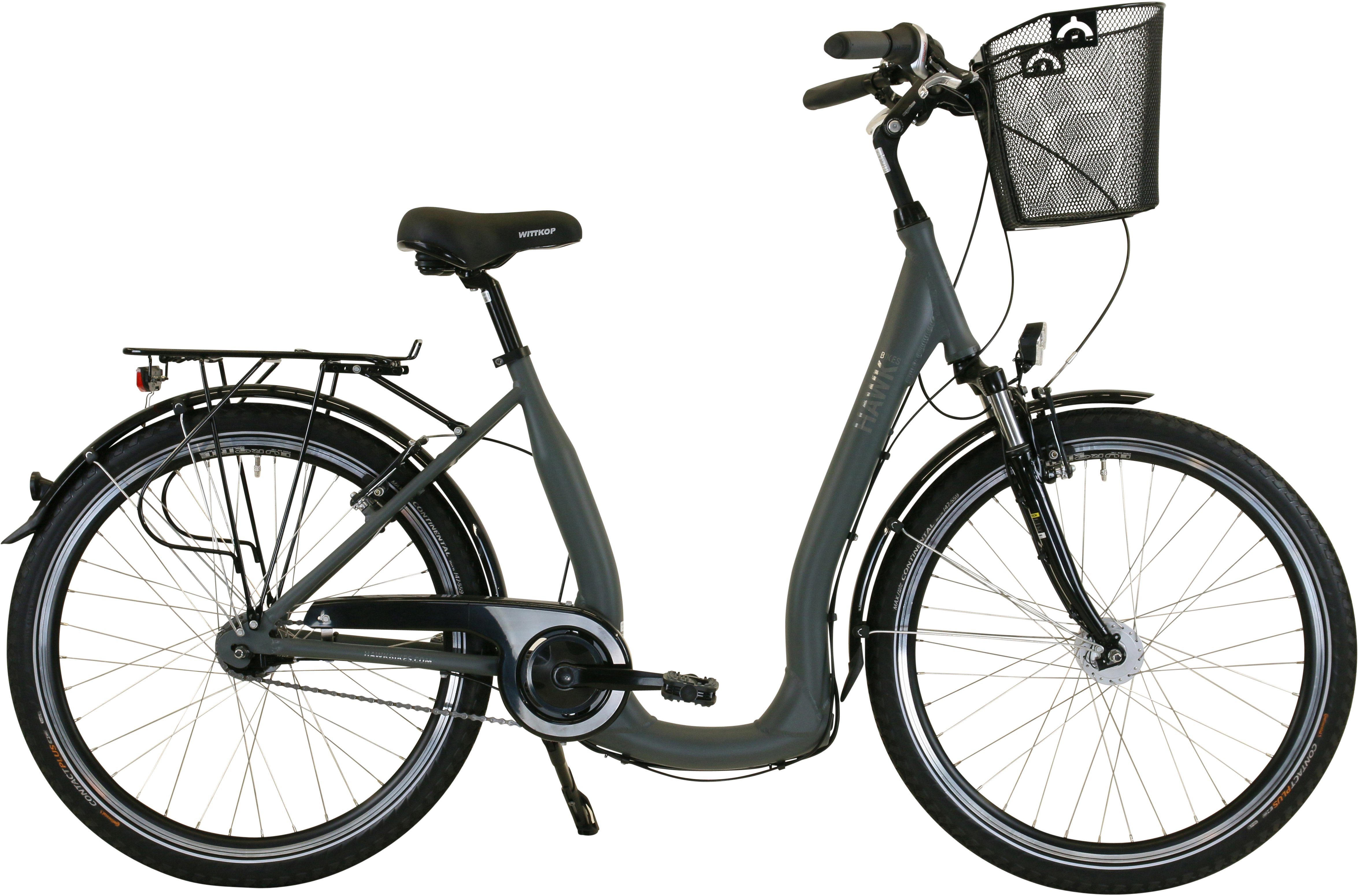 Bikes Cityrad HAWK HAWK Comfort Gang Schaltwerk Shimano 7 Nexus Grey, Deluxe Plus City