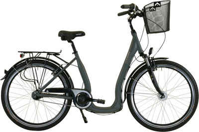 HAWK Bikes Cityrad »HAWK City Comfort Deluxe Plus Grey«, 7 Gang Shimano Nexus Schaltwerk