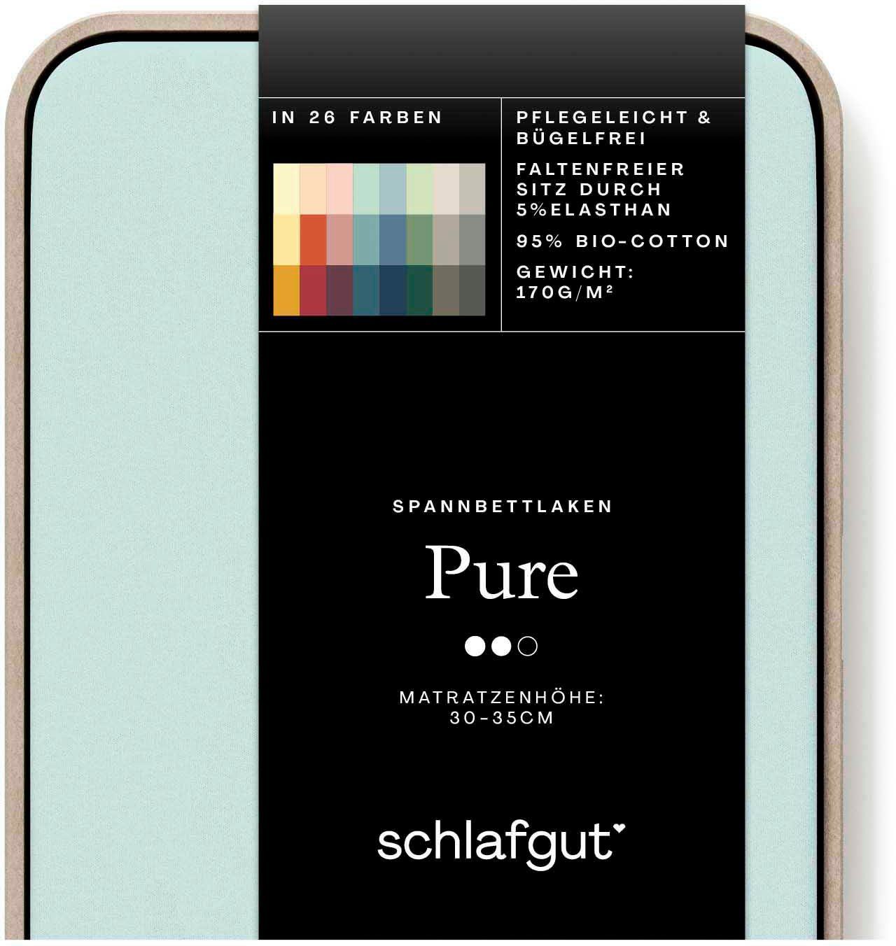 Schlafgut Spannbettlaken PURE Bio-Baumwolle mit Elasthan, 170 g/m², Bettlaken, Spannbetttuch, Jersey, Gummizug: rundum, (1 Stück), PREMIUM Laken für Matratzen b – Bild 4 von 5
