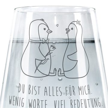 Mr. & Mrs. Panda Glas Pinguin Pärchen - Transparent - Geschenk, Liebespaar, Traumpaar, Wass, Premium Glas, Liebevolle Gestaltung