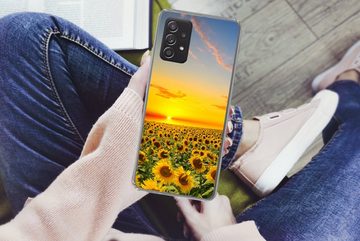 MuchoWow Handyhülle Blumen - Sonnenblume - Sonnenuntergang - Nacht - Orange, Handyhülle Telefonhülle Samsung Galaxy A33