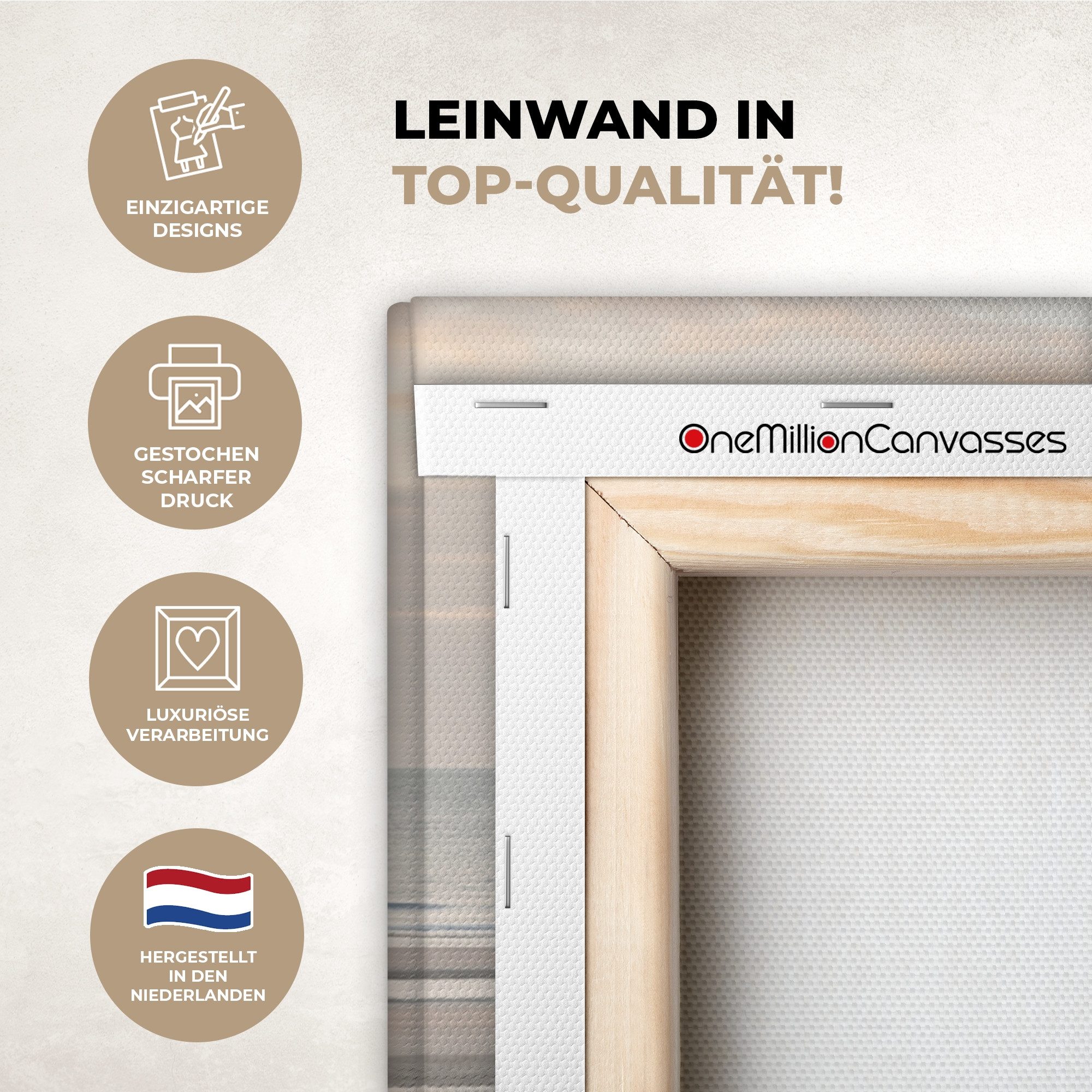 OneMillionCanvasses® Leinwandbild Sandstrand - Bewölkt - Dünen, Fotodruck (1 St), Leinwand Canvas Wandbild, Wanddekoration 20x30 cm