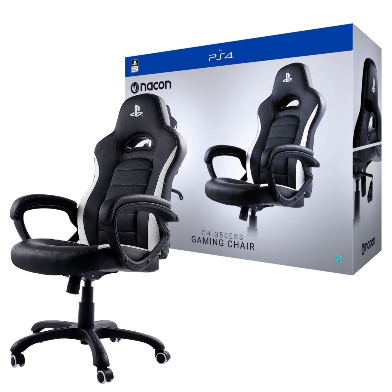 nacon Stuhl Gaming Chair Büro-Stuhl Drehstuhl Sitz (Komplett-Set), Official Sony PS Licensed, Schreibtisch-Stuhl, Chef-Sessel