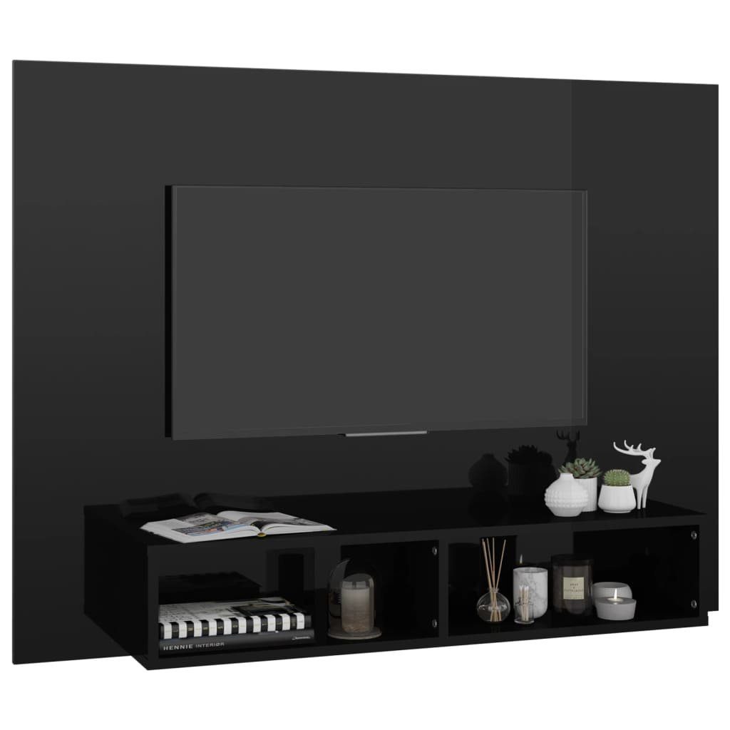 Holzwerkstoff TV-Schrank cm 120x23,5x90 Hochglanz-Schwarz furnicato TV-Wandschrank