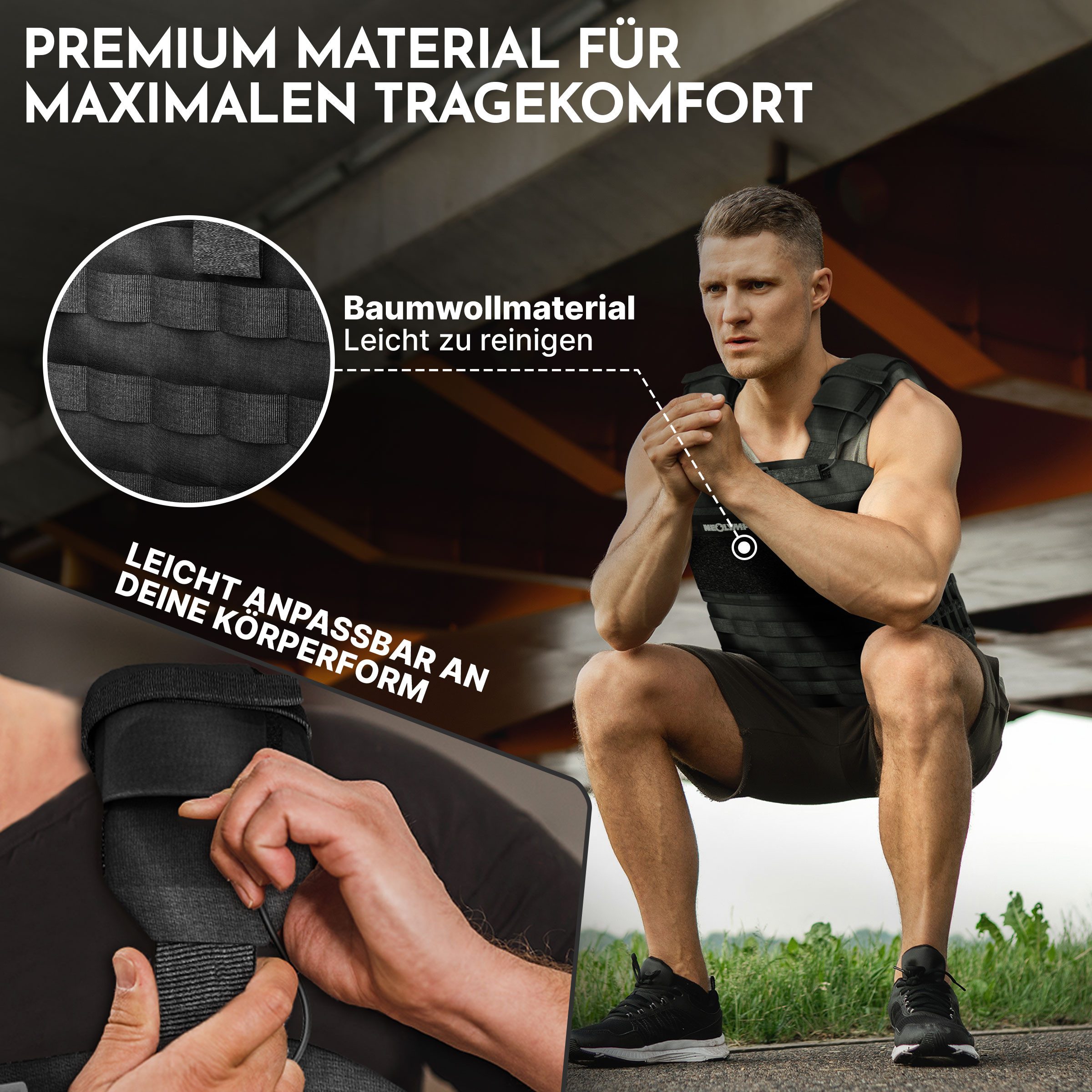 NEOLYMP Gewichtsweste Unisex Weighted Vest Plattenträger Weste mit Tasche - Kein Verrutschen, (Gewichtsweste mit 2x 1,25 kg Eisenplatten und verstellbaren Schnallen), Atmungsaktiv & Verstellbar – Calisthenics Equipment – Weight Vest Home