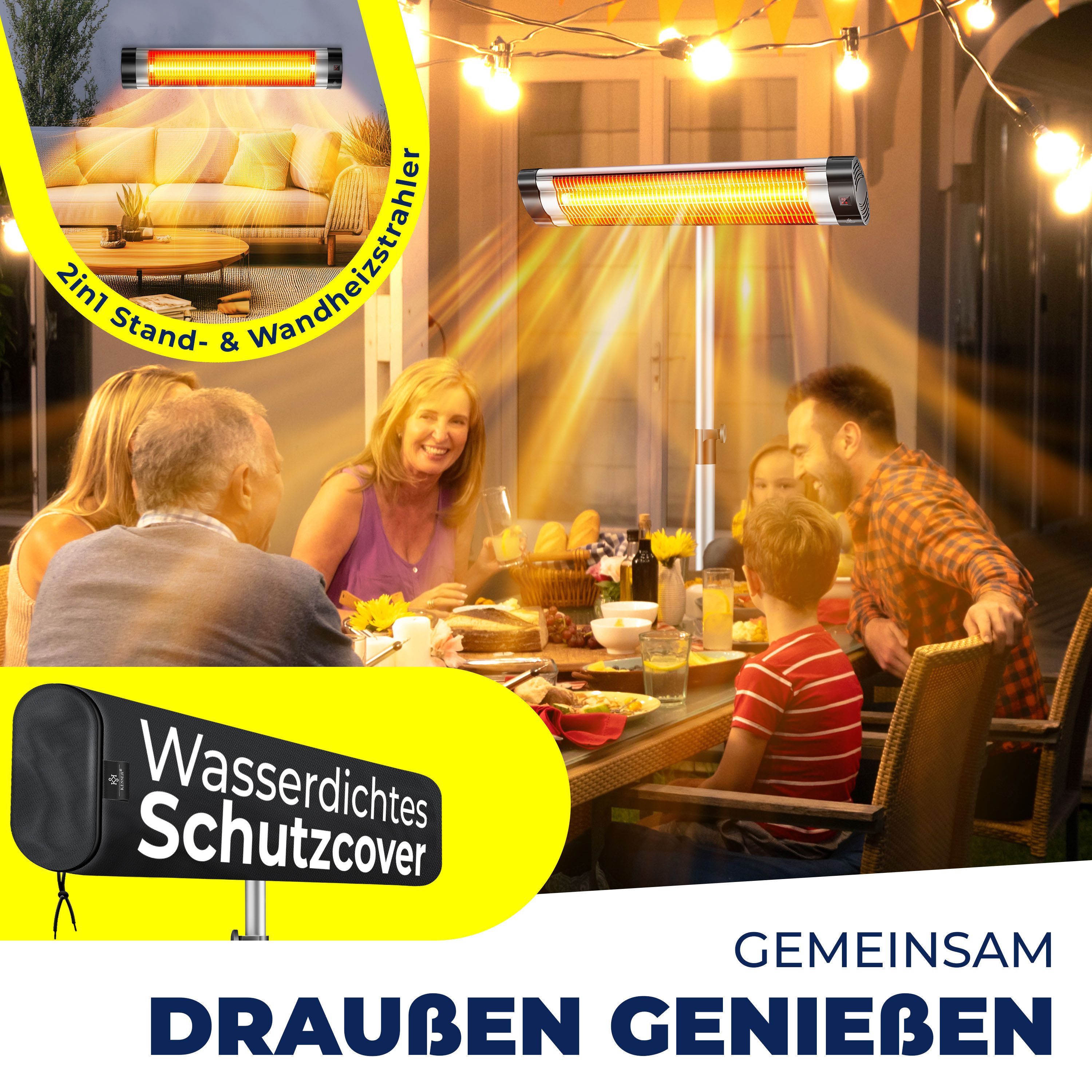 KESSER Infrarotstrahler, 2500 W, Infrarotstrahler Heizstrahler Terrassenstrahler 2500W