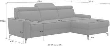 sit&more Ecksofa Scarlett L-Form, inklusive Kopfteilverstellung, wahlweise mit Bettfunktion, Bettkasten