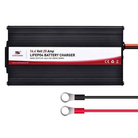 Sunstone Power 14,4V 20A KFZ Batterieladegerät für 12V Auto & Motorrad LiFePO4 Akku Batterie-Ladegerät (20000,00 mA, Min. Anlaufspannung 7,2V)