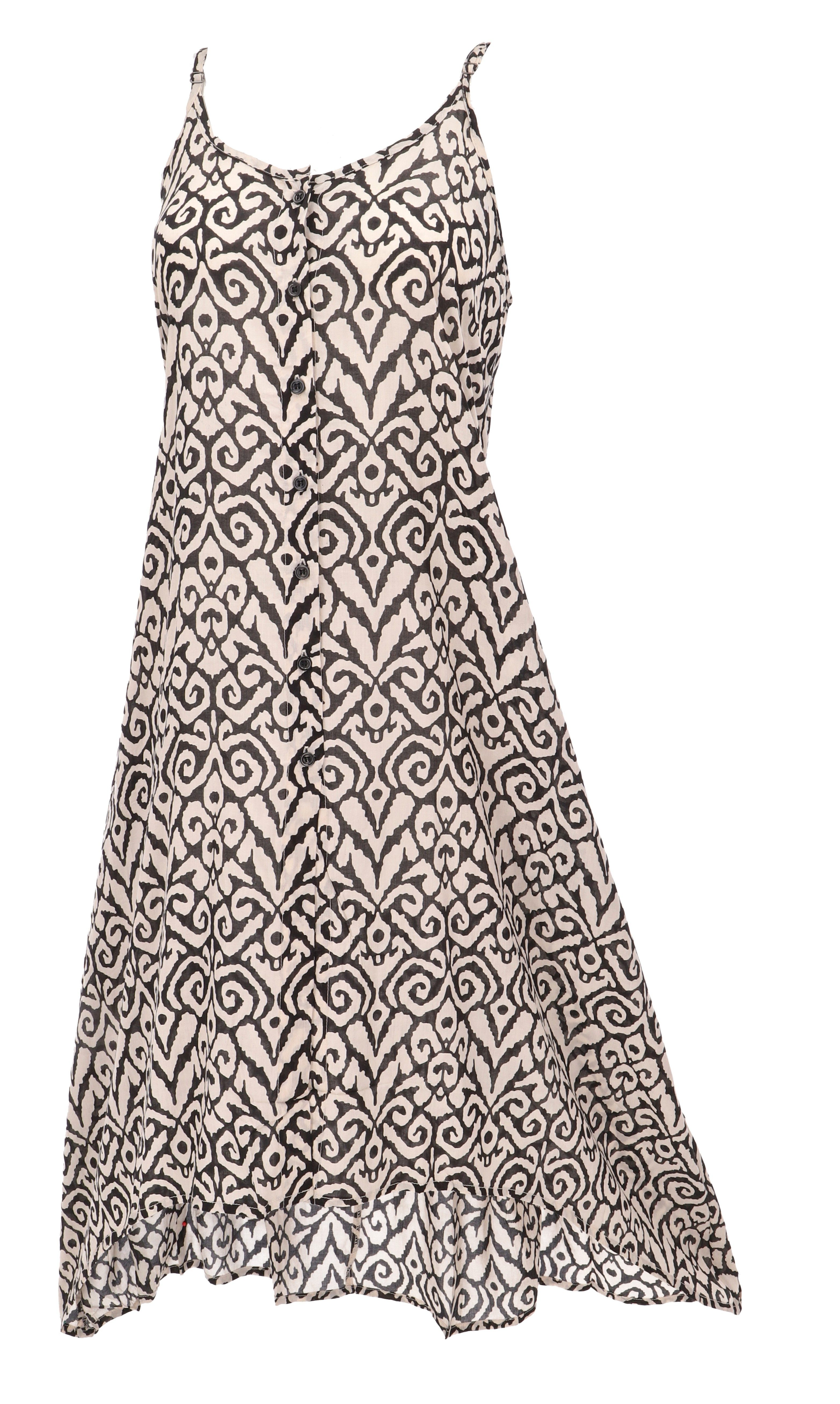 Guru-Shop Midikleid Luftiges Sommerkleid, Strandkleid - schwarz/weiß altern günstig online kaufen