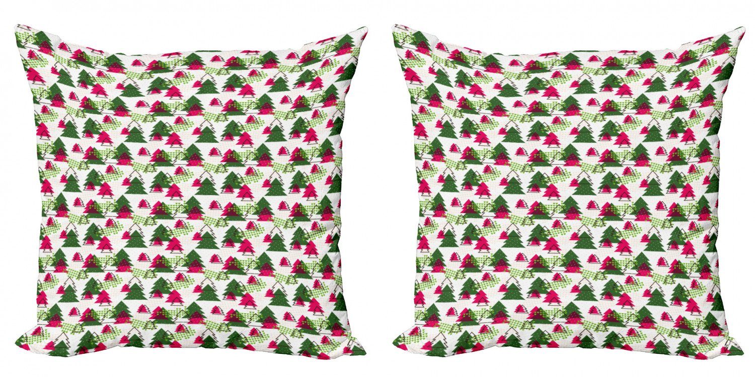 Doppelseitiger Abakuhaus Motive Baumformen Modern Digitaldruck, Weihnachtsbaum Kissenbezüge (2 Accent Stück),