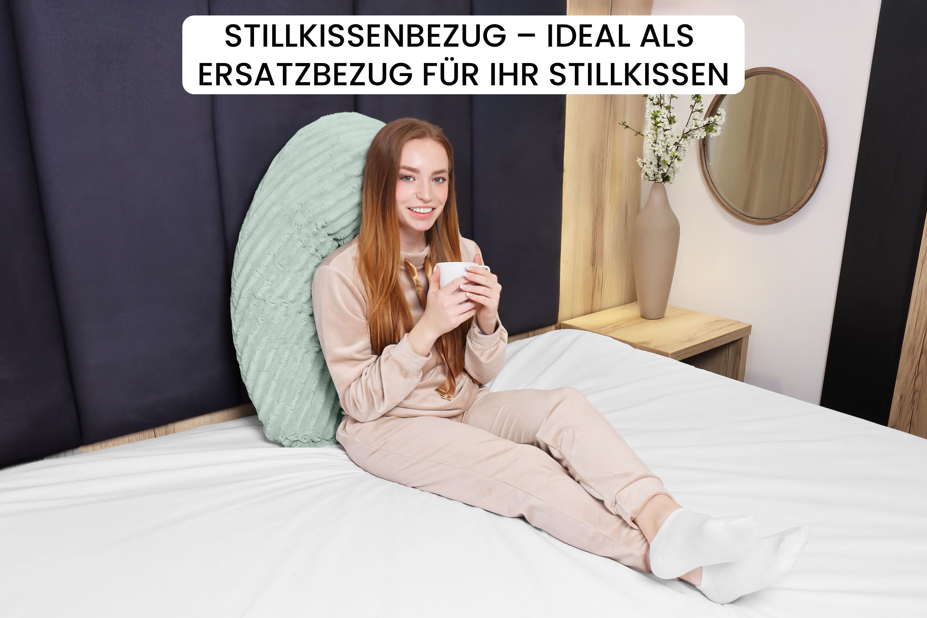 Amilian Stillkissenbezug 170 cm - Ersatzbezug, Bezug, Kissenbezug für Stillkissen, mit Reißverschluss, für Schwangerschaftskissen, Seitenschläferkissen – Bild 4 von 5
