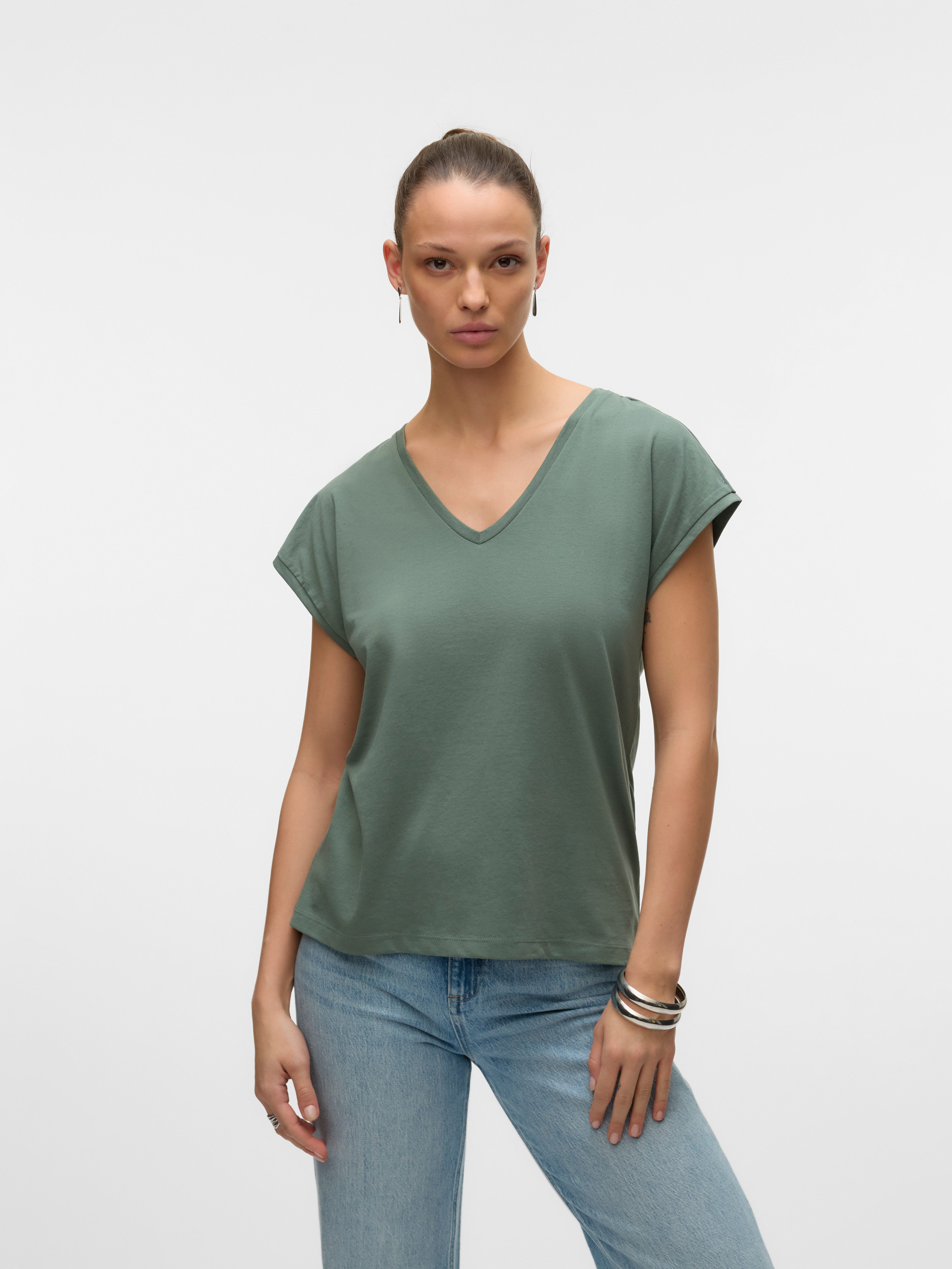 Vero Moda Kurzarmshirt VMLUNA SS V-NECK günstig online kaufen