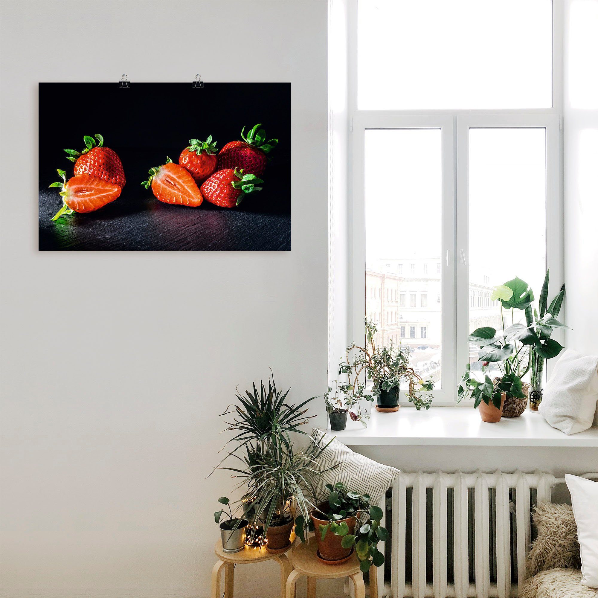 Artland Wandbild als fruchtig, versch. Erdbeeren, und in (1 Poster Obst Bilder Größen oder St), süß Alubild, Wandaufkleber Leinwandbild