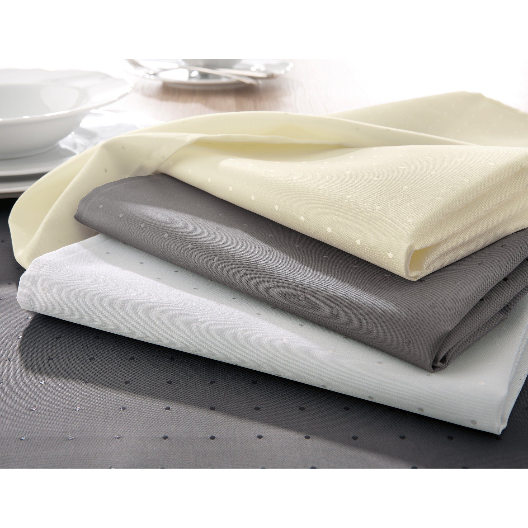 Curt Bauer Mitteldecke Mitteldecke "Petito", fleckabweisend Uni: mit Punktedessin