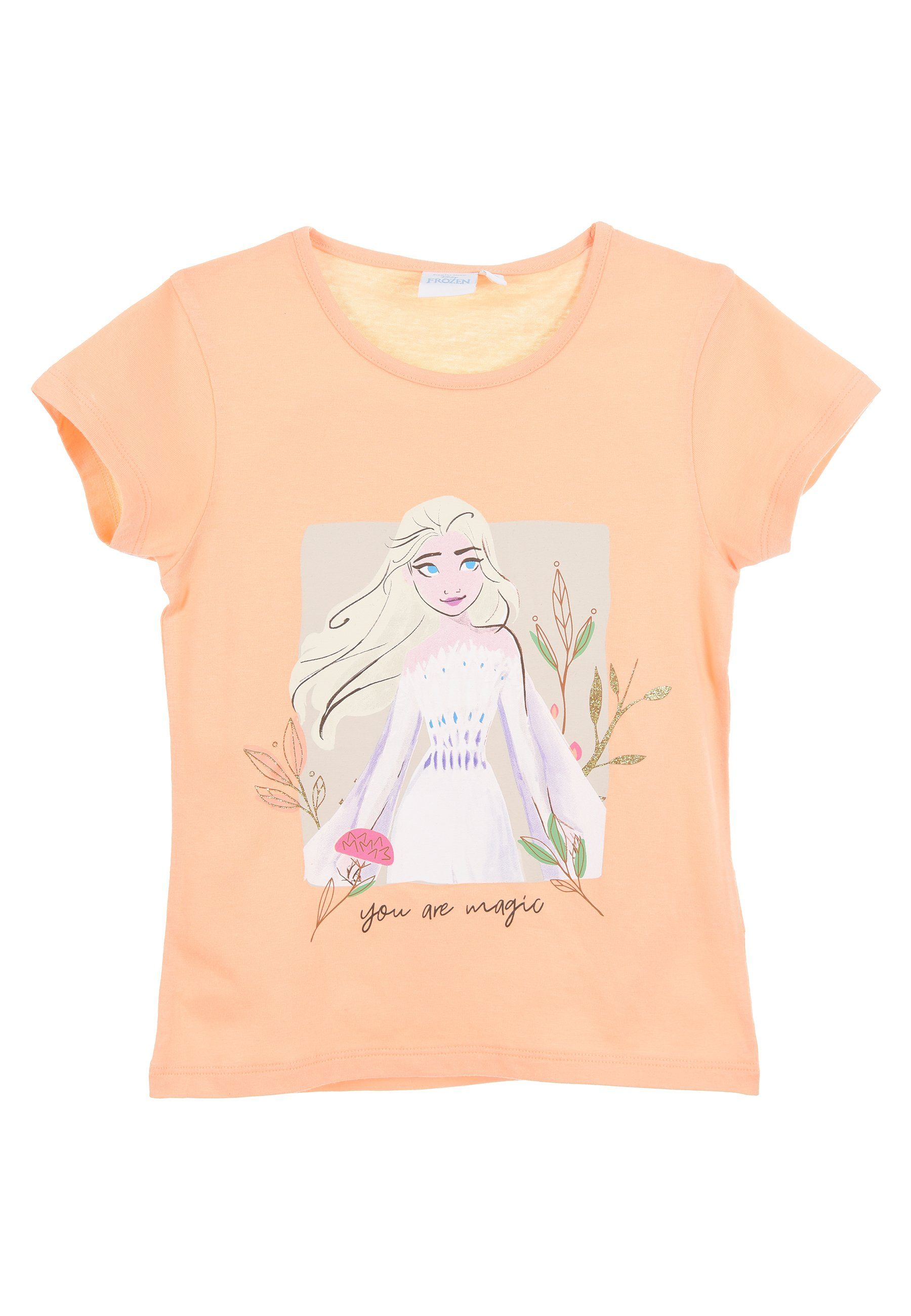 Disney Frozen T-Shirt Elsa T-Shirt Mädchen Sommer Shirt Apricot