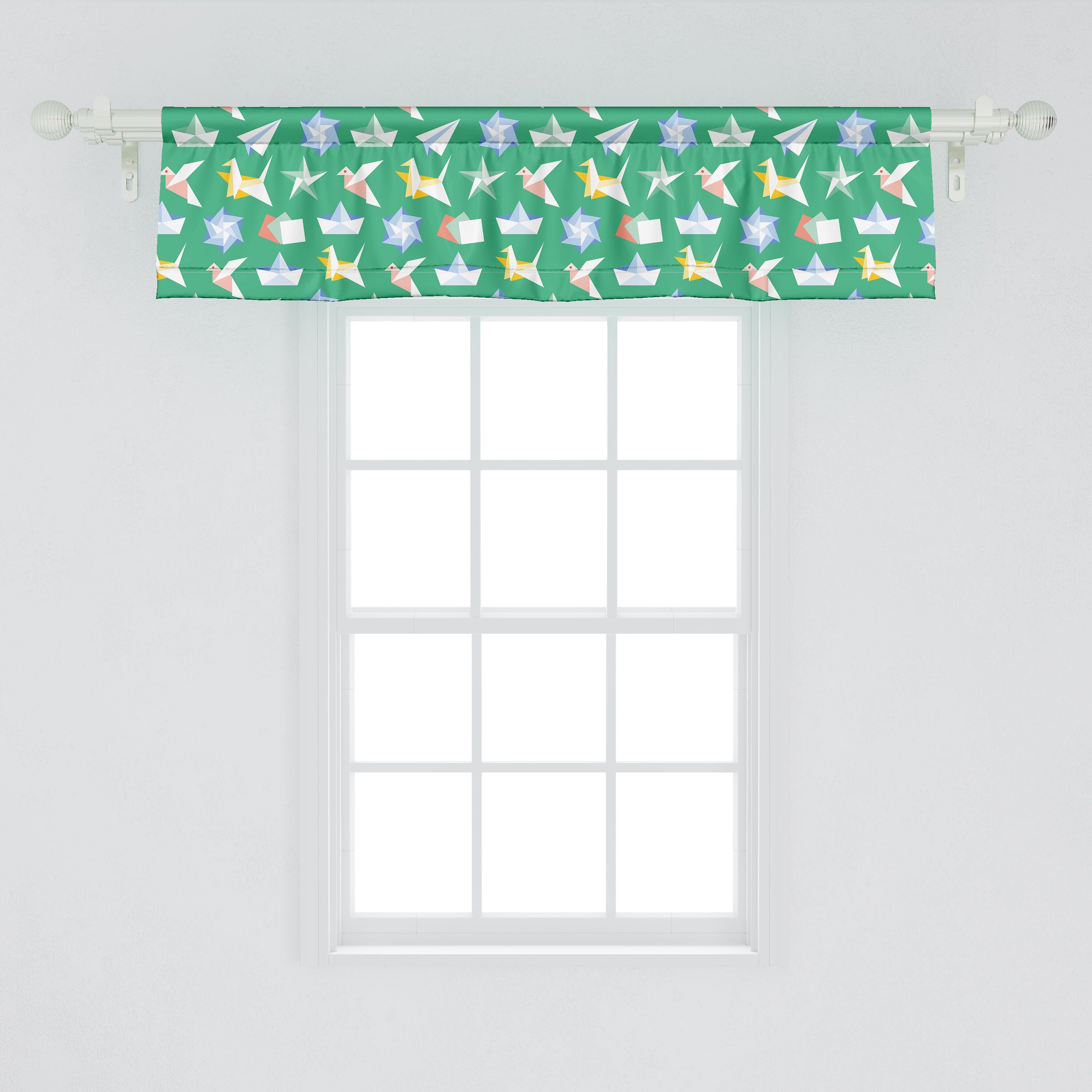 Microfaser, Schlafzimmer Vorhang Abakuhaus, für mit Origami Volant Dekor Motive Küche Papiermodelle Scheibengardine Stangentasche, Grafik
