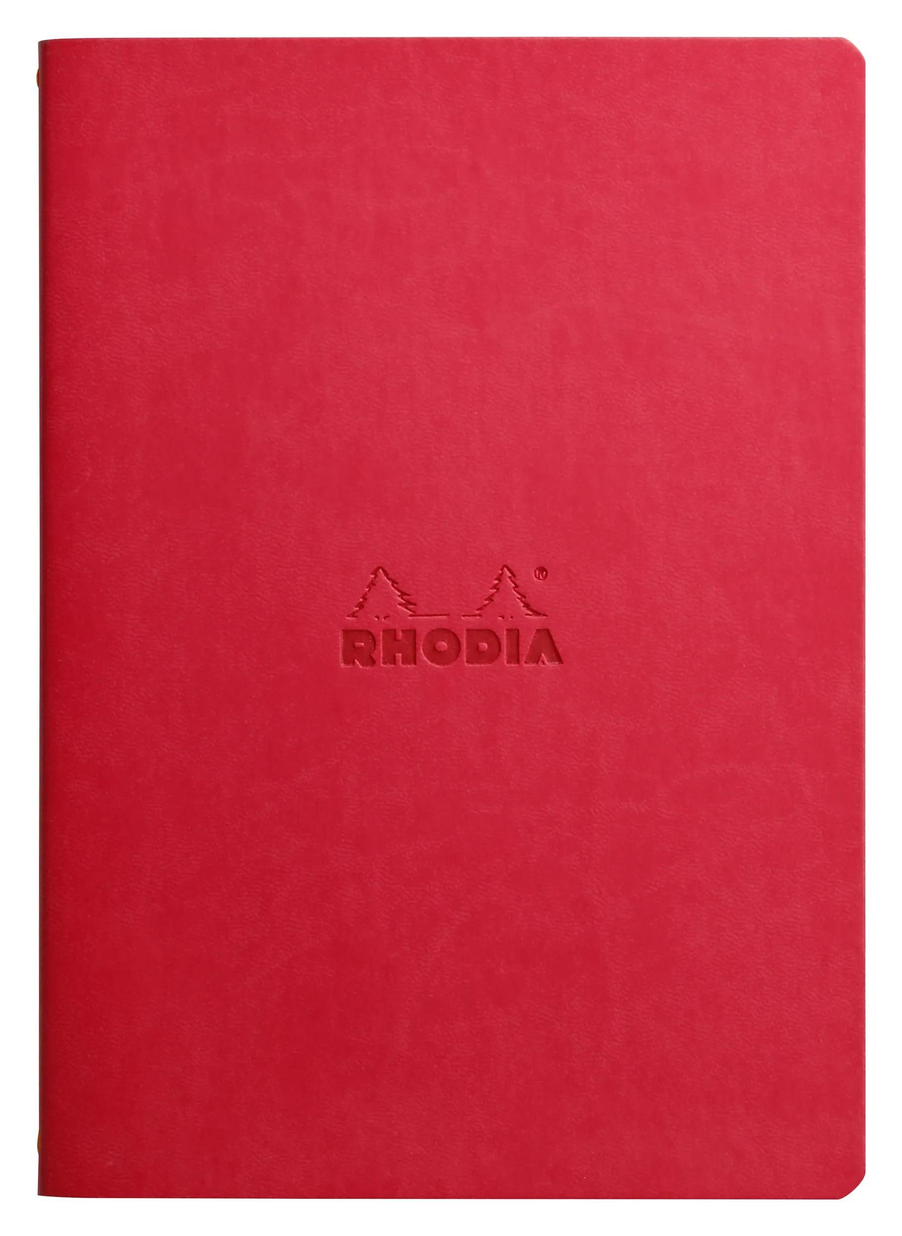 Rhodia Notizheft Notizheft A5, 32 Bl dots/kariert, Papier 90g elfenbein Mohnrot 116463C, Buch Sattelstich