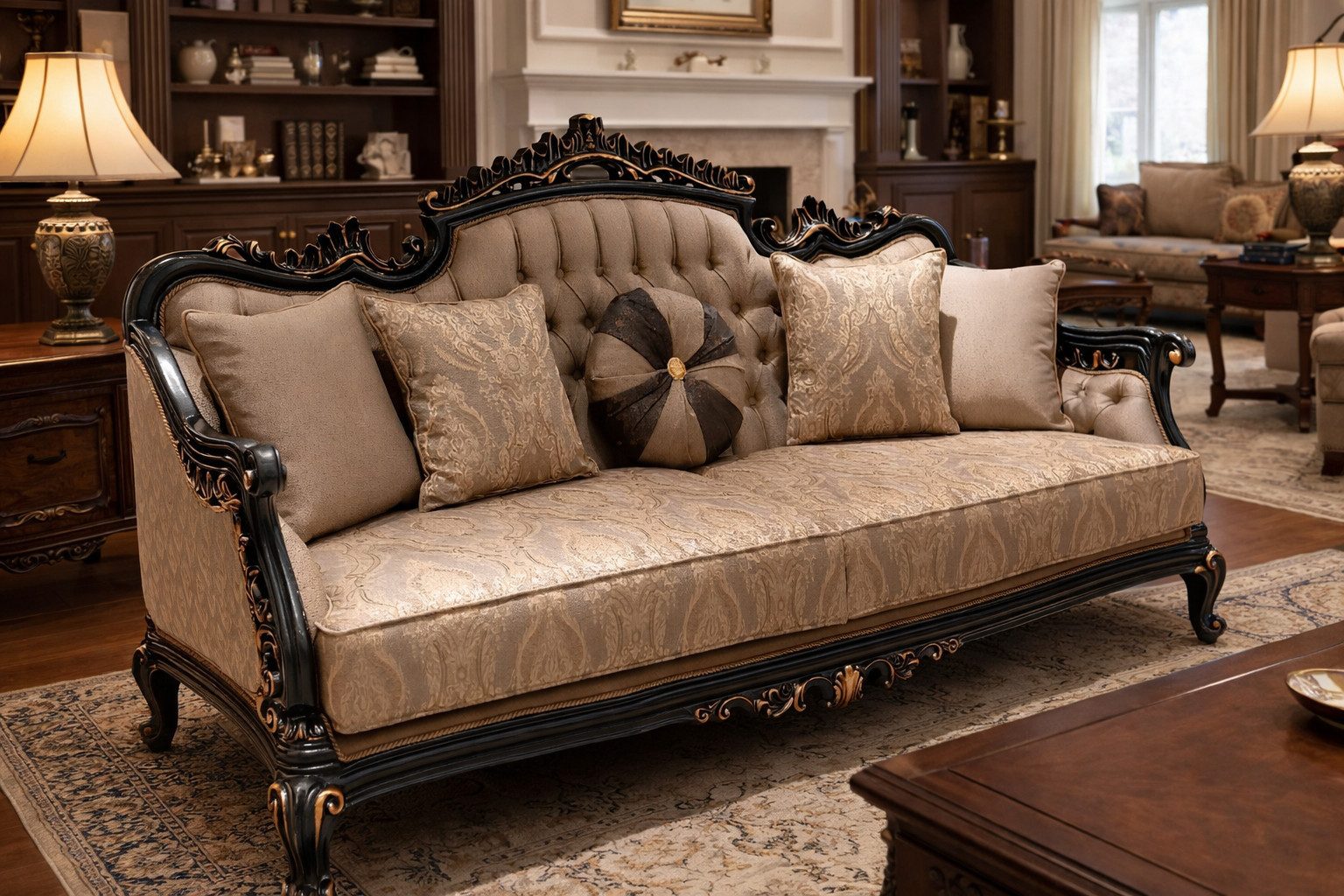 Xlmoebel 3-Sitzer Klassisches Barock Sofa aus Stoff im eleganten Stil, 1 Teile, Made in Europa