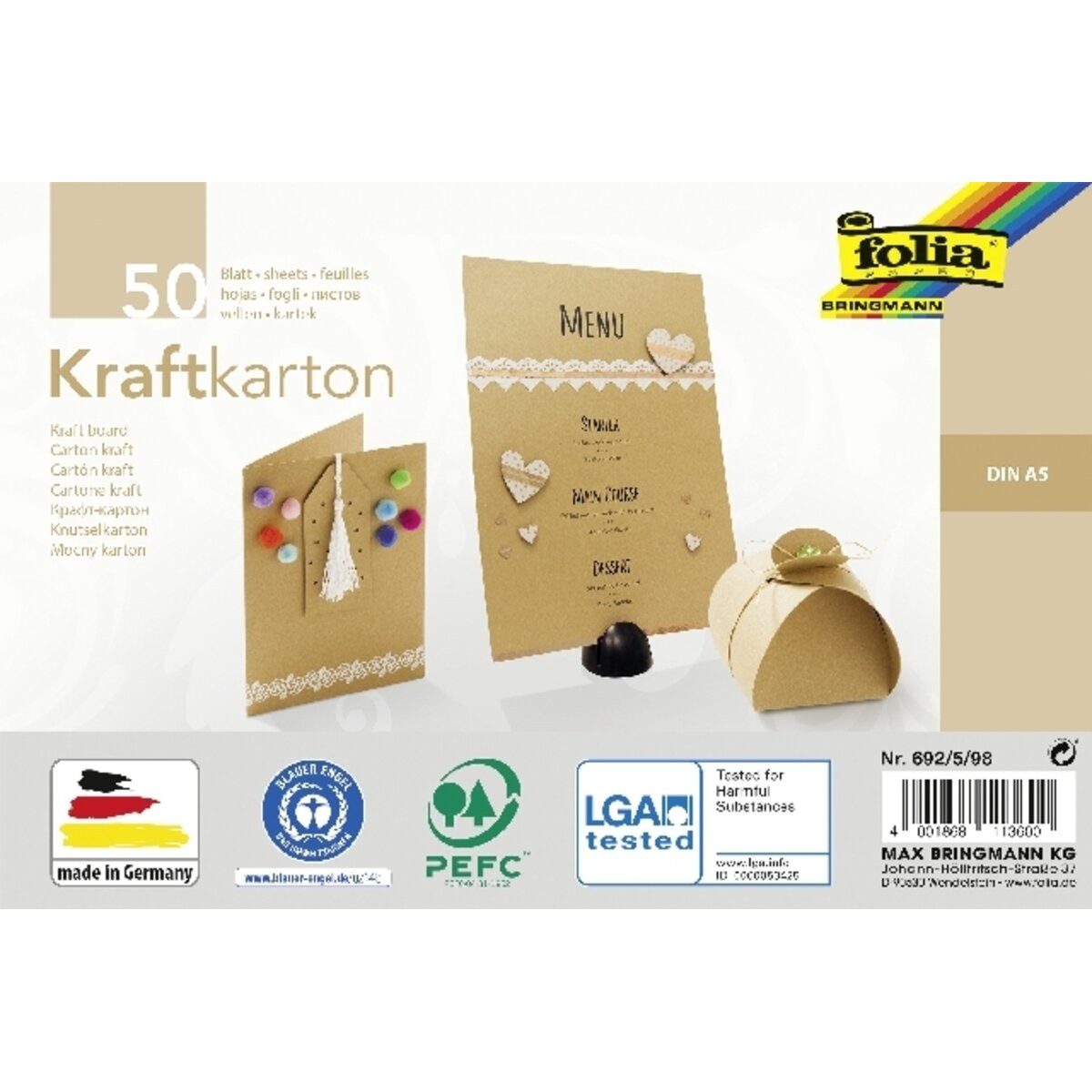 Versandkarton Kraftpapier - natur A5 230 g/qm 50 Blatt.