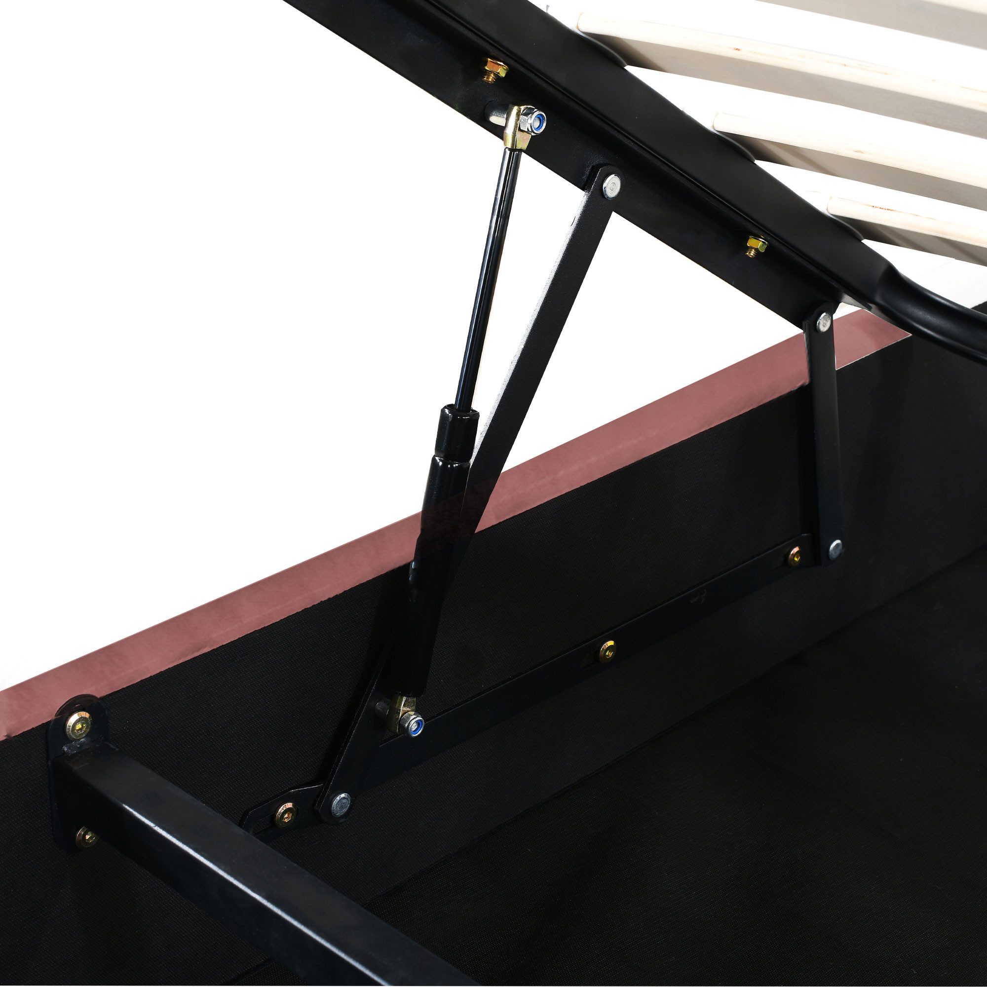 HAUSS SPOLE Polsterbett 140x200cm mit geblümtem Kopfteil, hydraulischem Stauraum, Samt, Rosa