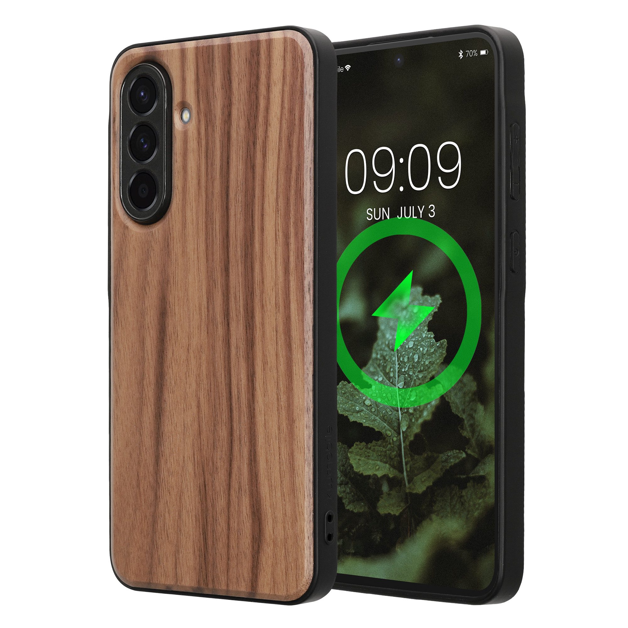 kwmobile Smartphone-Hülle Echtholz Schutzhülle für Samsung Galaxy A56 5G Hülle, Cover aus Holz und TPU - Kompatibel mit MagSafe - Holz