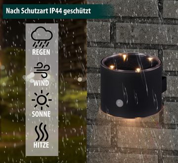 Northpoint LED Außen-Wandleuchte LED Solar Wandleuchte mit Bewegungsmelder warmweiß Zylinder