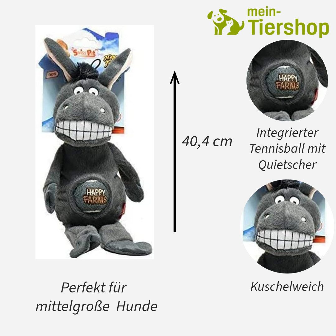 SwissPet Tierkuscheltier Happy Farms Esel, Tennisball im Bauch