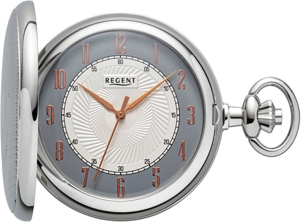 Regent Taschenuhr P729-19477729, (Set, 2-tlg., mit dazu passender Kette),  Uhrzeit