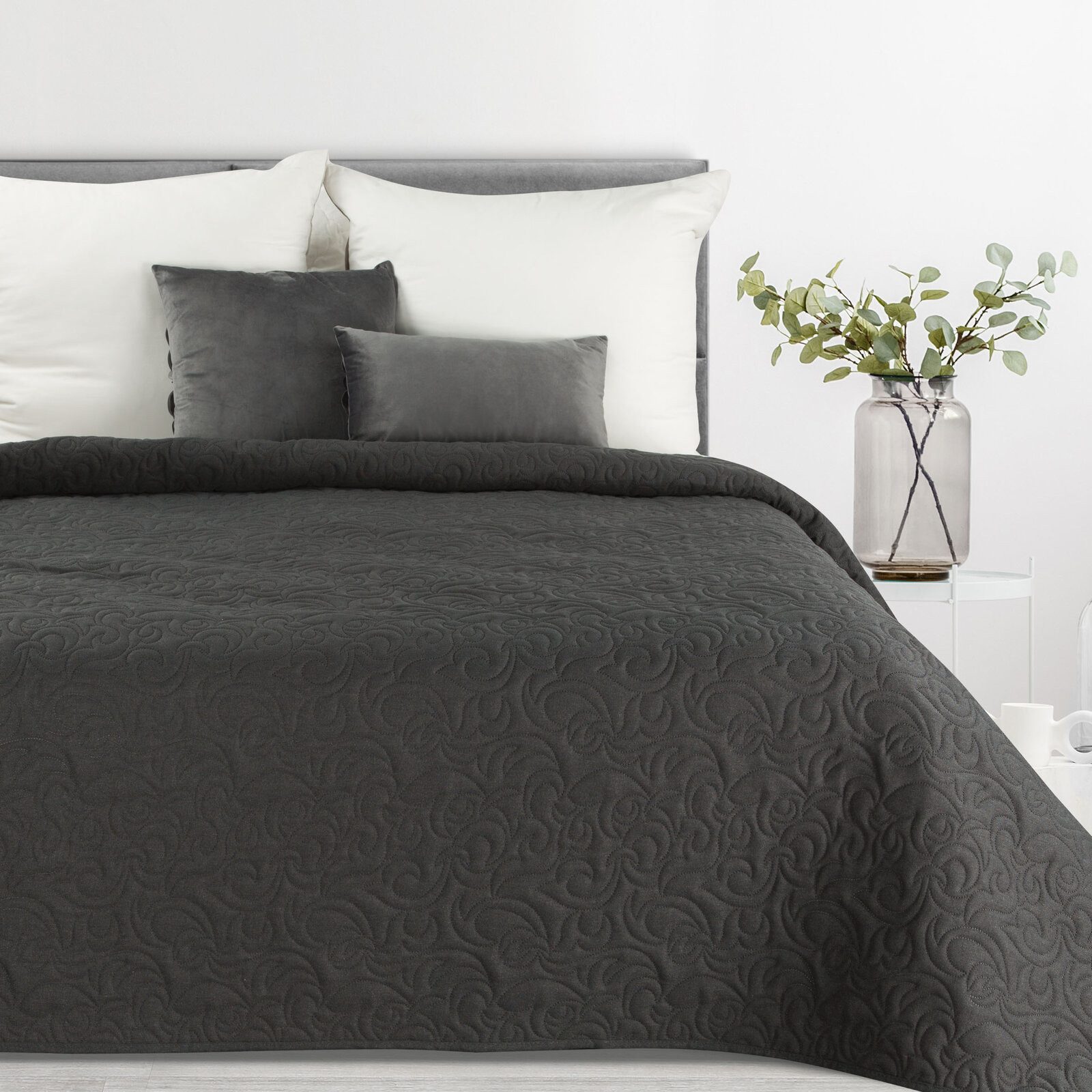 Eurofirany Tagesdecke LEINOPTIK, Karomuster Steppung Doppelbett günstig online kaufen