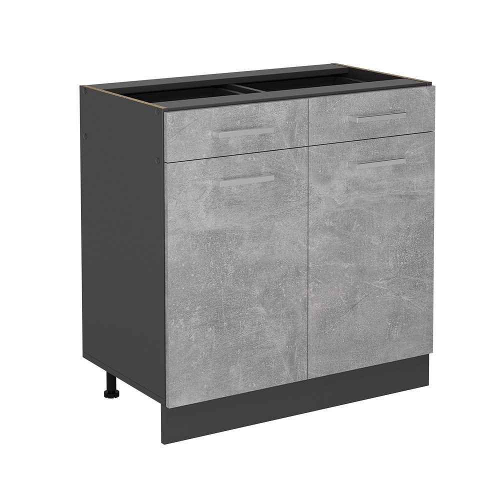 Vicco Unterschrank R-Line, Beton/Anthrazit, 80 cm ohne Arbeitsplatte (1-St)