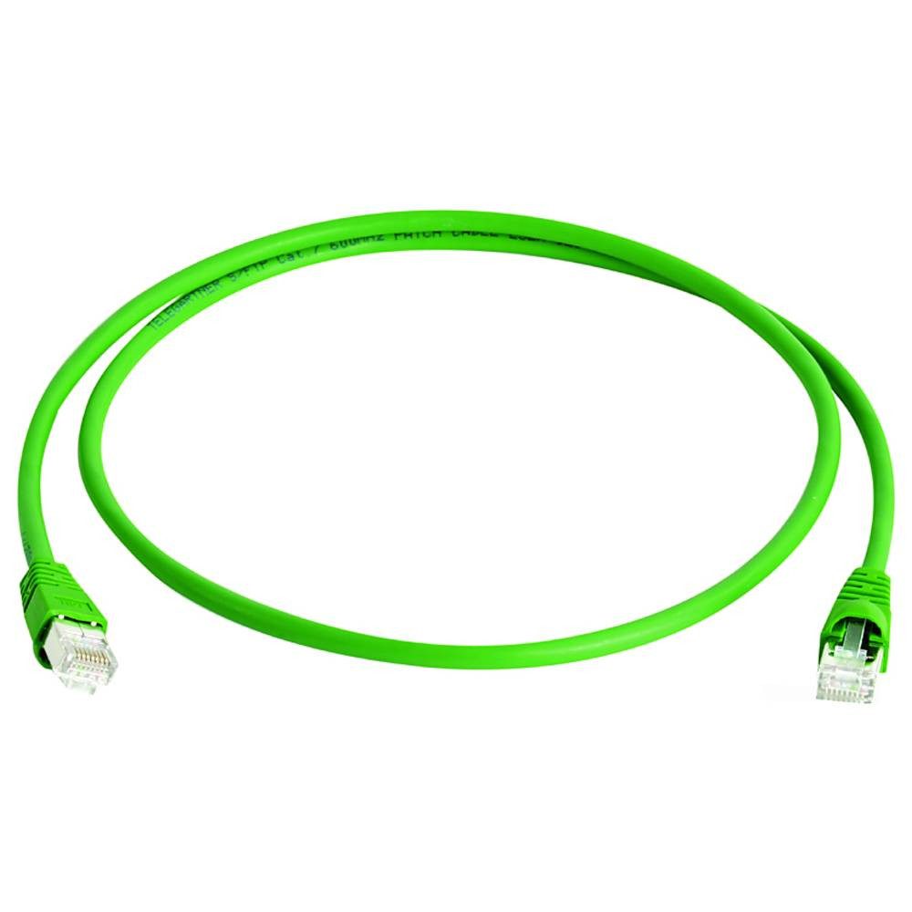 Telegärtner RJ45 Patchkabel CAT 5e F/UTP 3.0 m Grün Flammwidrig, mit LAN-Kabel, Flammwidrig, mit Knickschutztülle