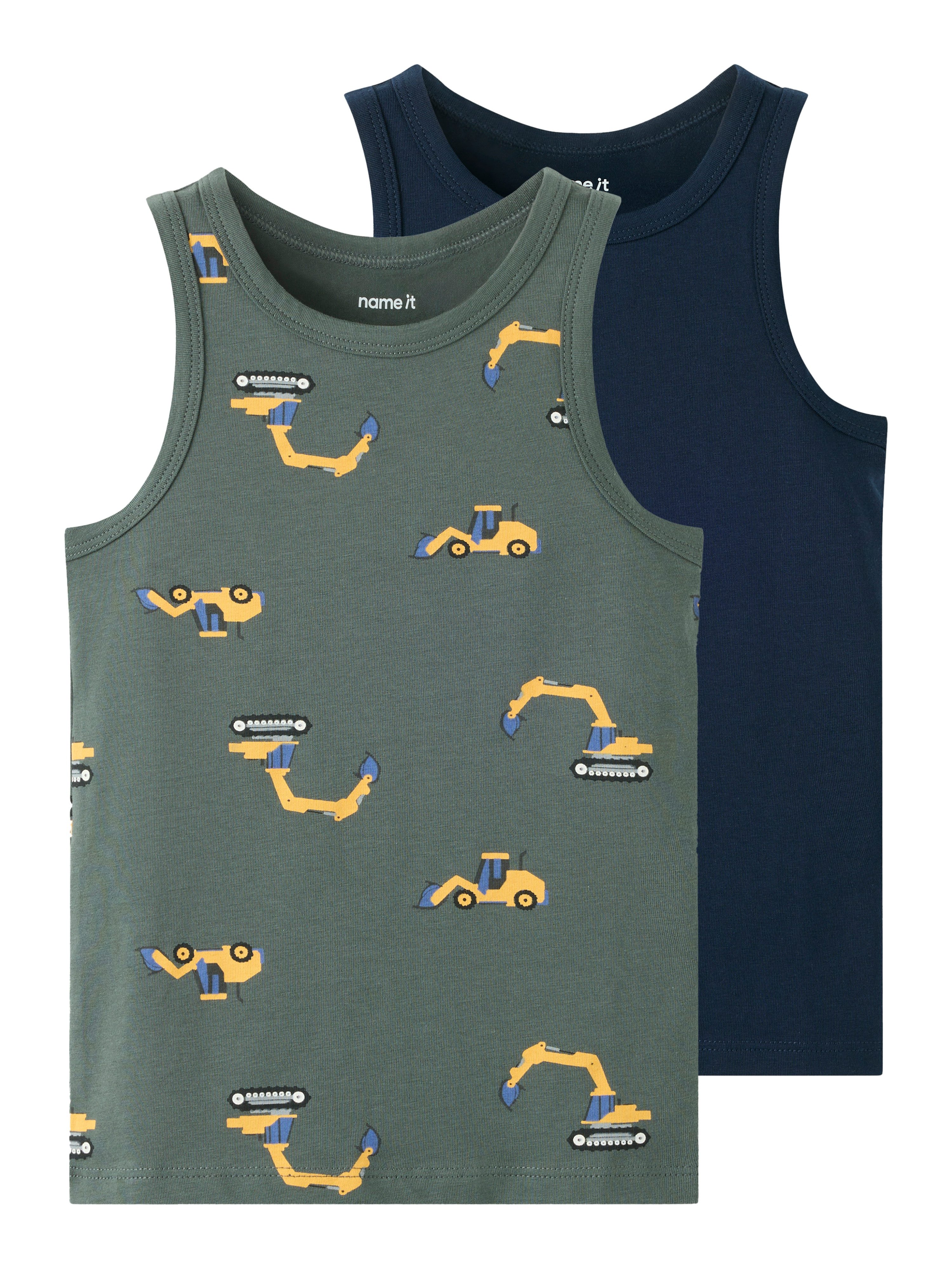 Name It Unterhemd NMMTANK TOP 2P EXCAVATOR NOOS (Packung, 2-St) Baumwollmischung, uni und bedruckt im Set