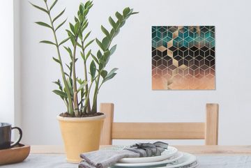 OneMillionCanvasses® Leinwandbild Abstrakt - Würfel - Gold - Muster - Luxus, (1 St), Leinwand Bilder für Wohnzimmer Schlafzimmer