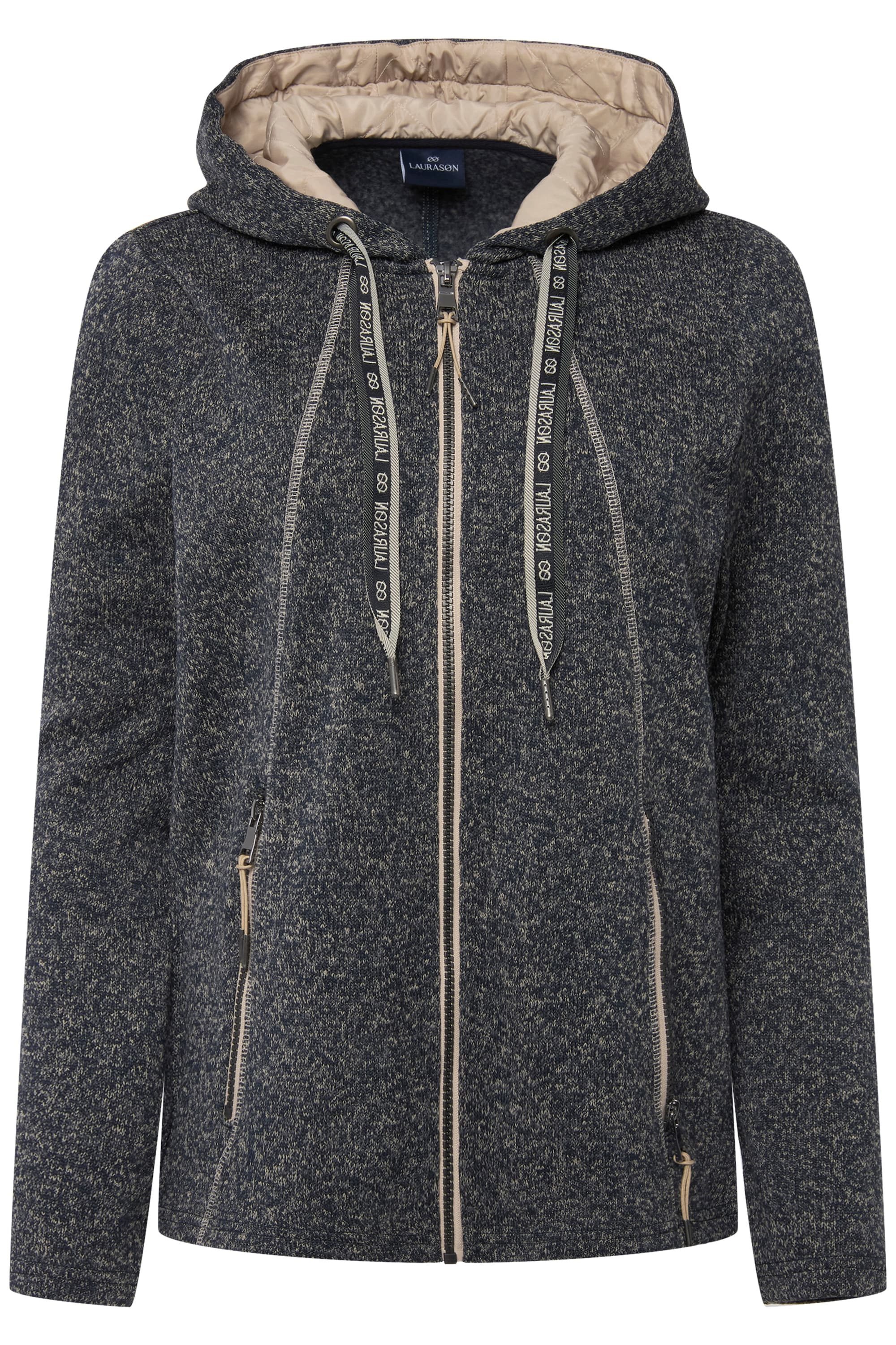 Laurasøn Sweatjacke Strickfleece-Jacke Kapuze Zipptaschen günstig online kaufen