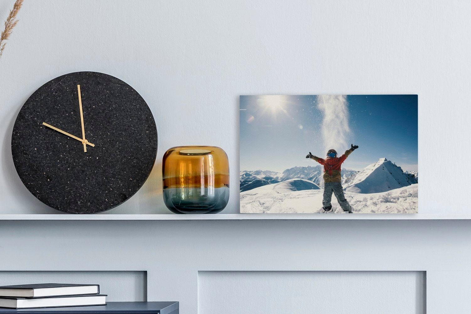 30x20 Wandbild Leinwandbild (1 in Schweiz, cm St), OneMillionCanvasses® Schnee der Aufhängefertig, Kind Leinwandbilder, mit Wanddeko,