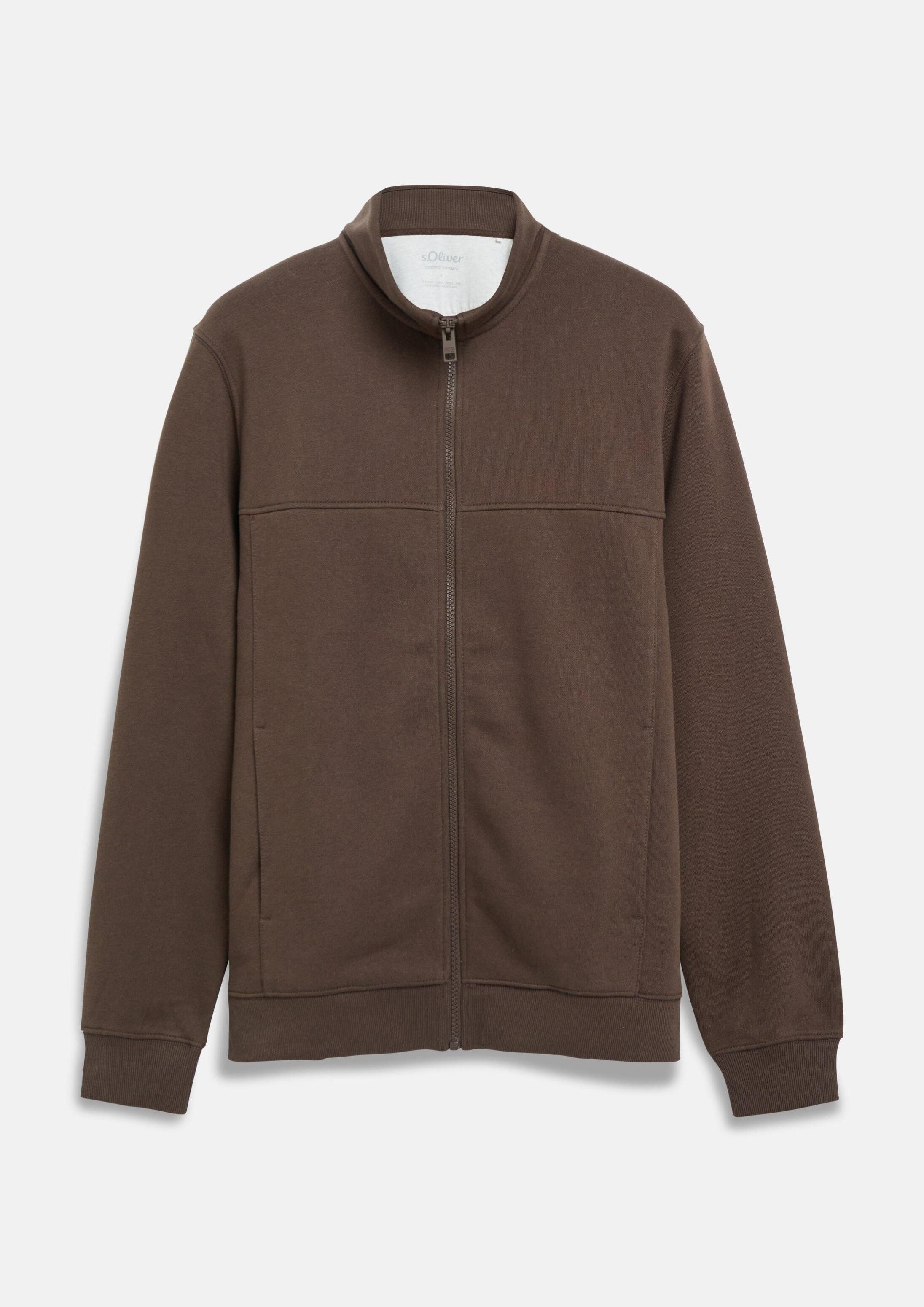 s.Oliver Sweatjacke Sweatshirt Jacke Sweatjacke mit Stehkragen und Eingrifftaschen