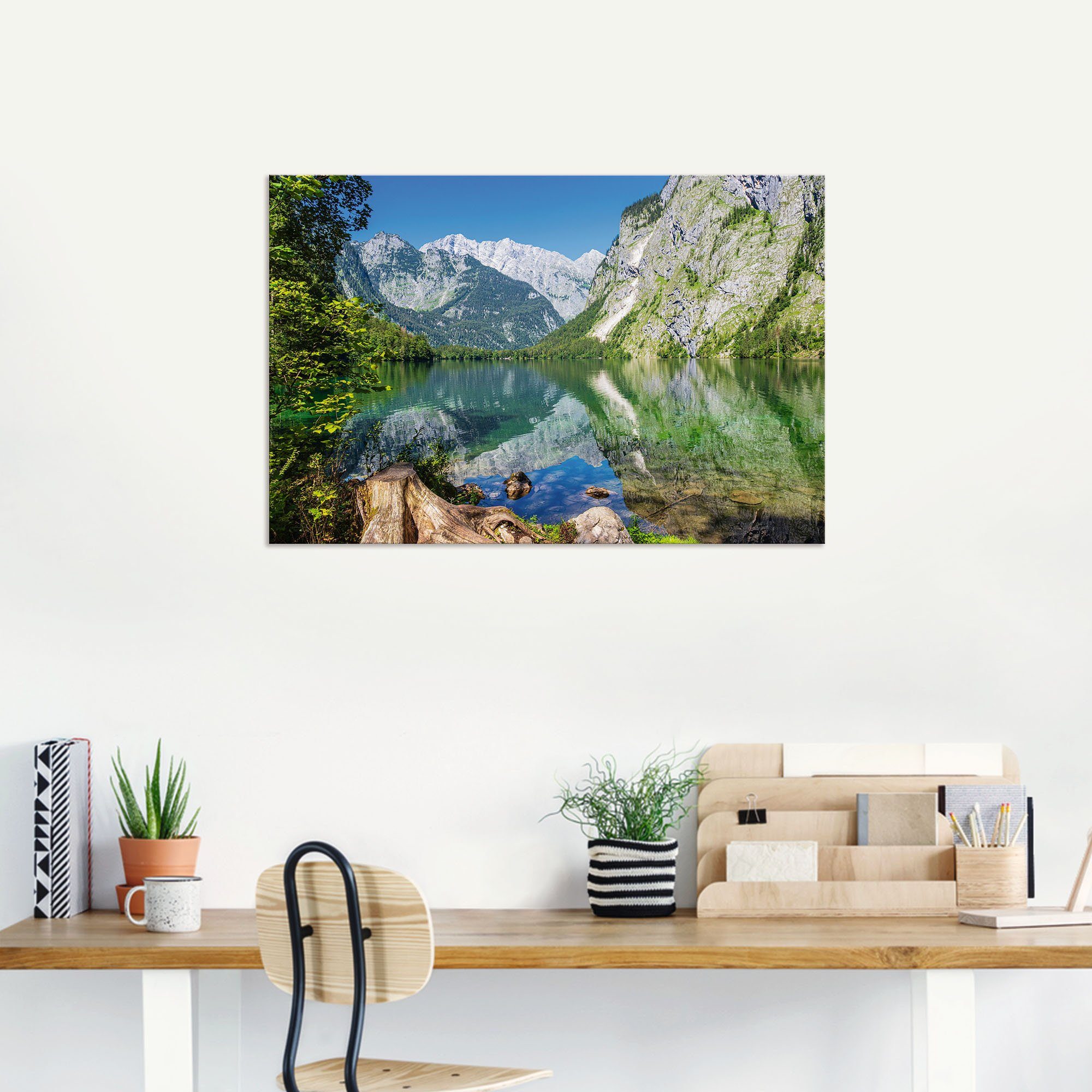 Alubild, (1 Berge Obersee Land Artland Alpenbilder Bayern, Poster in Wandaufkleber versch. oder Berchtesgadener Wandbild in Größen grün St), Leinwandbild, als &