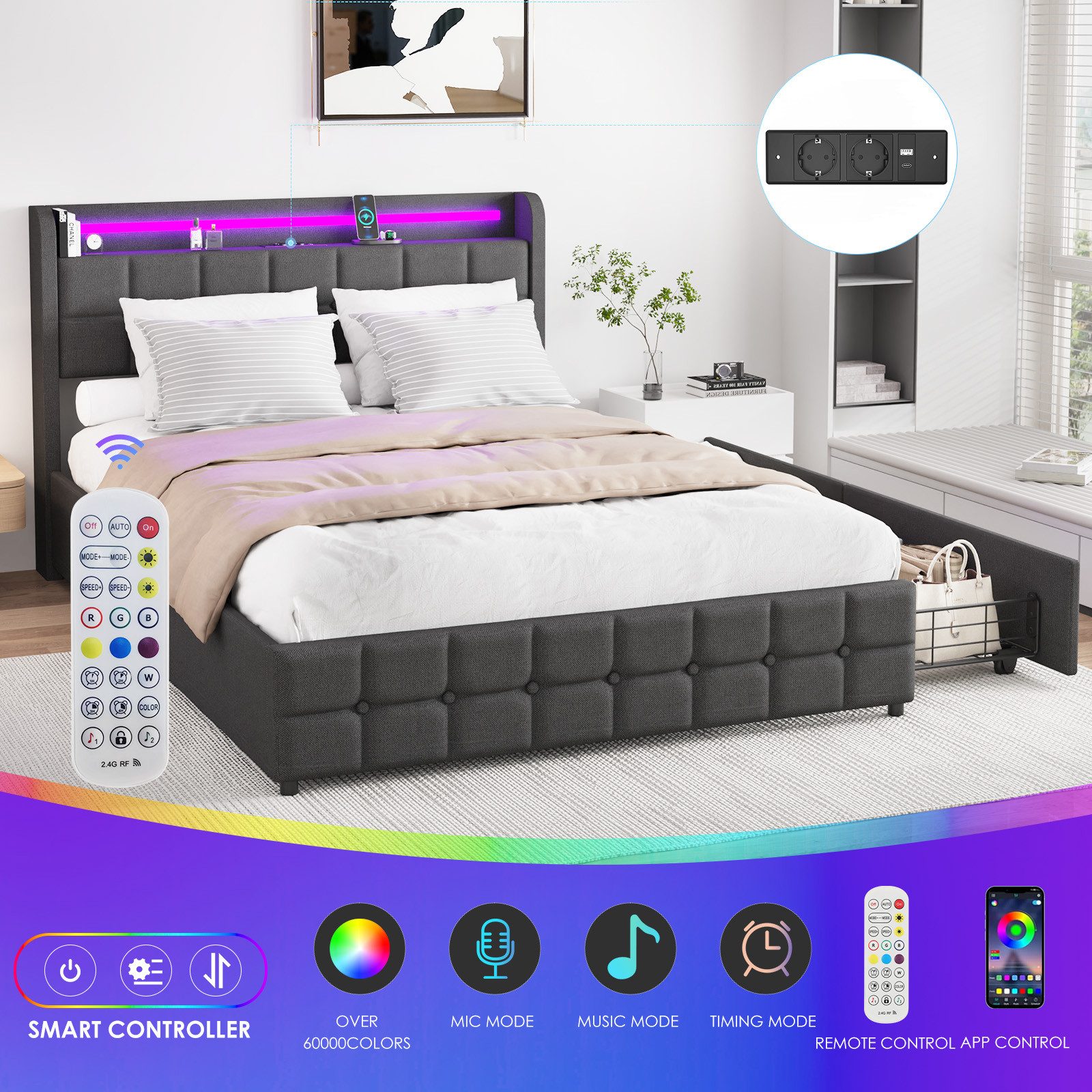 LETGOSPT Polsterbett Einzelbett Polsterbett 90x200 cm günstig online kaufen