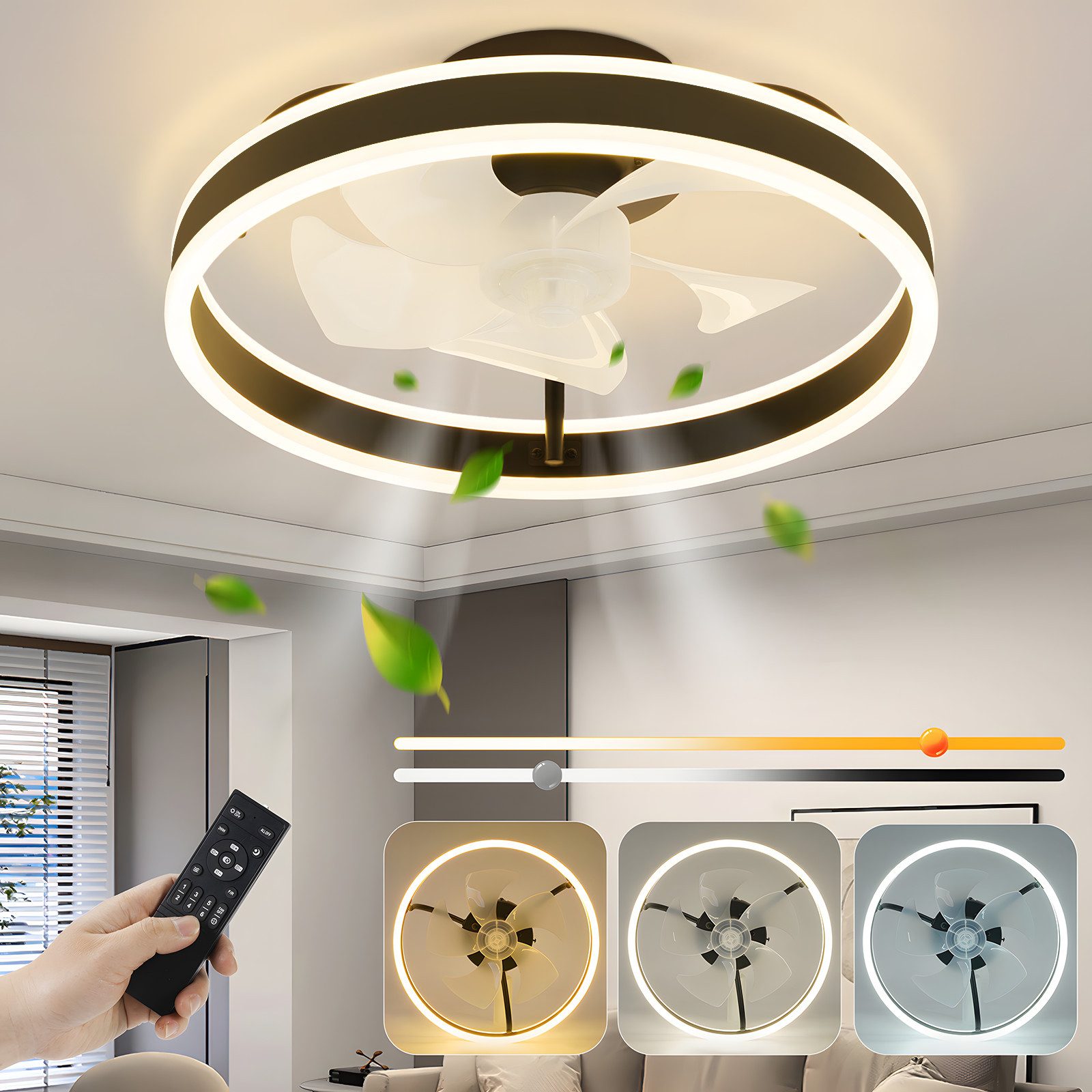 ZMH Deckenventilator mit Beleuchtung 34W 40cm günstig online kaufen