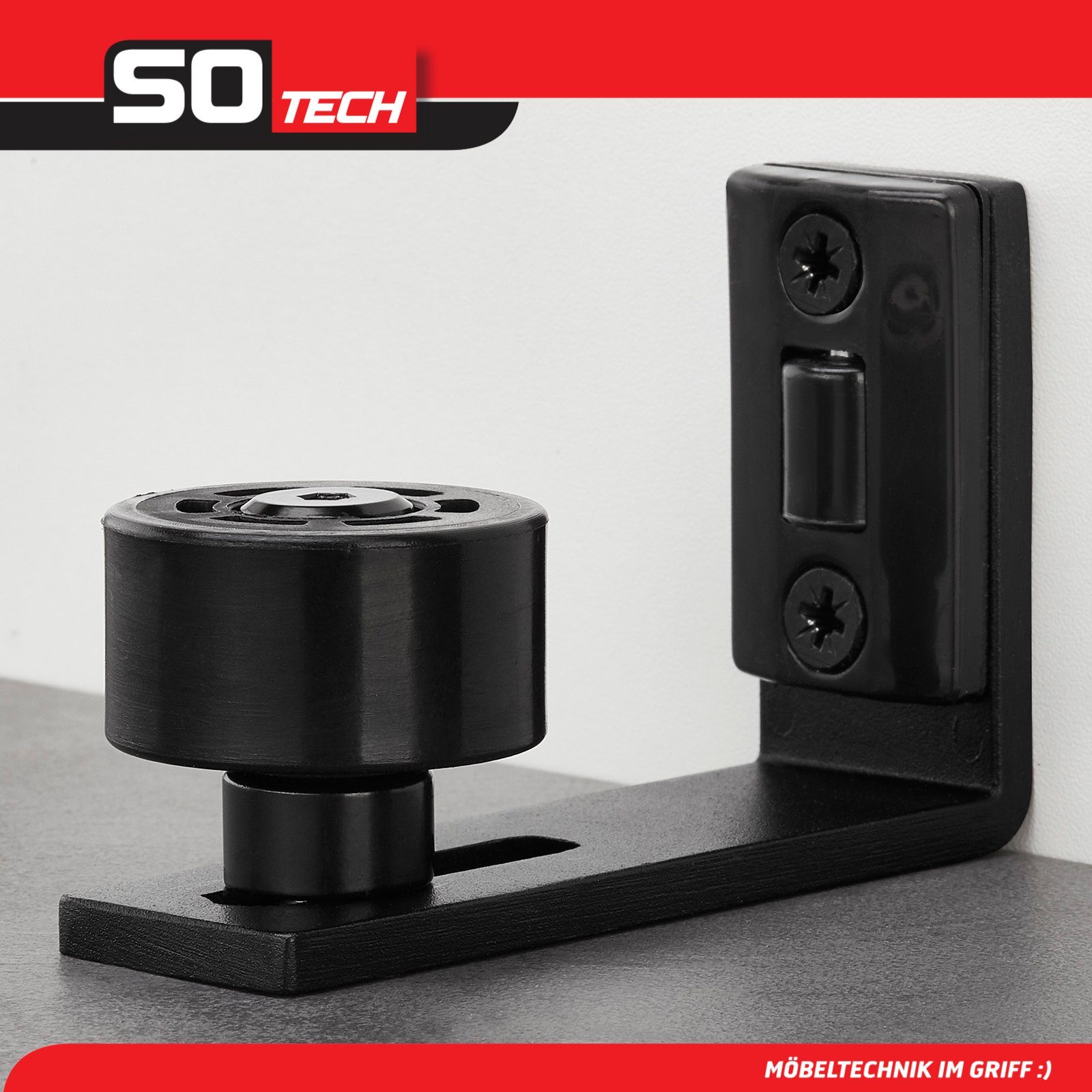 SO-TECH® Schienensystem Schiebetür-Bodenführung, einstellbare Bodenführung, Wandmontage, Rollenführung für Türdicke 17 bis 49 mm – Bild 3 von 5