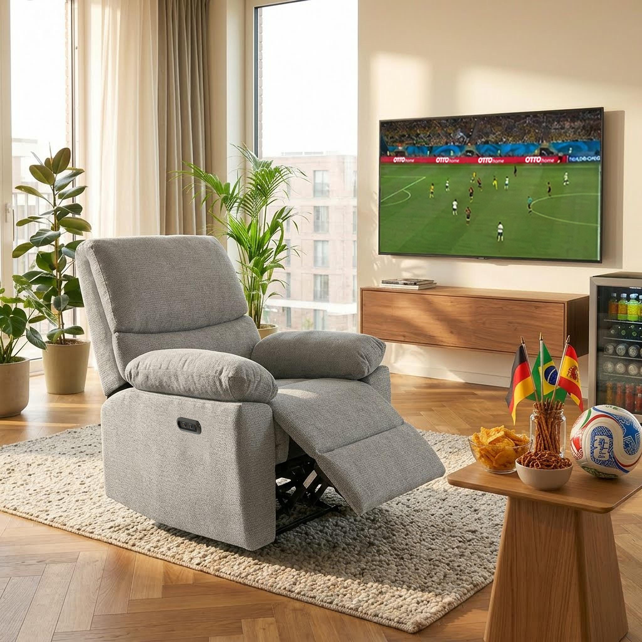 Home affaire Relaxsessel LANNOY, TV-Sessel, elektr. o. manuelle Relaxfunktion, USB A/C, Sessel mit Liegefunktion 105°-150°, Federkernpolsterung