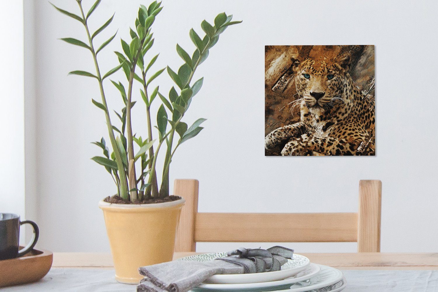 Bilder Leopard Leinwand St), Tiere Wohnzimmer Wild, (1 - Schlafzimmer OneMillionCanvasses® für - Leinwandbild
