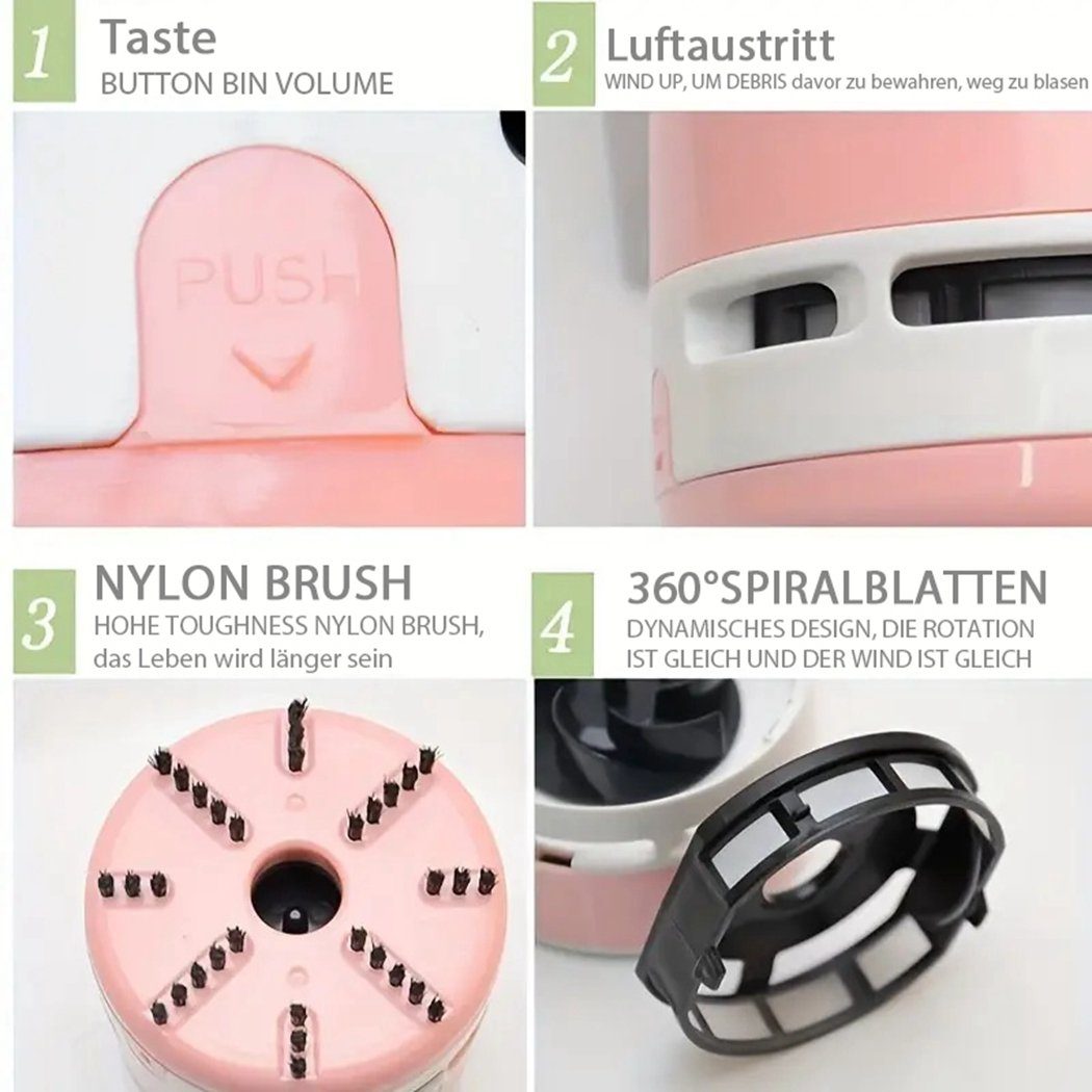 pink TUABUR Staubsauger Gummiresten Desktop-Mini-Staubsauger, Handstaubsauger zur Reinigung von