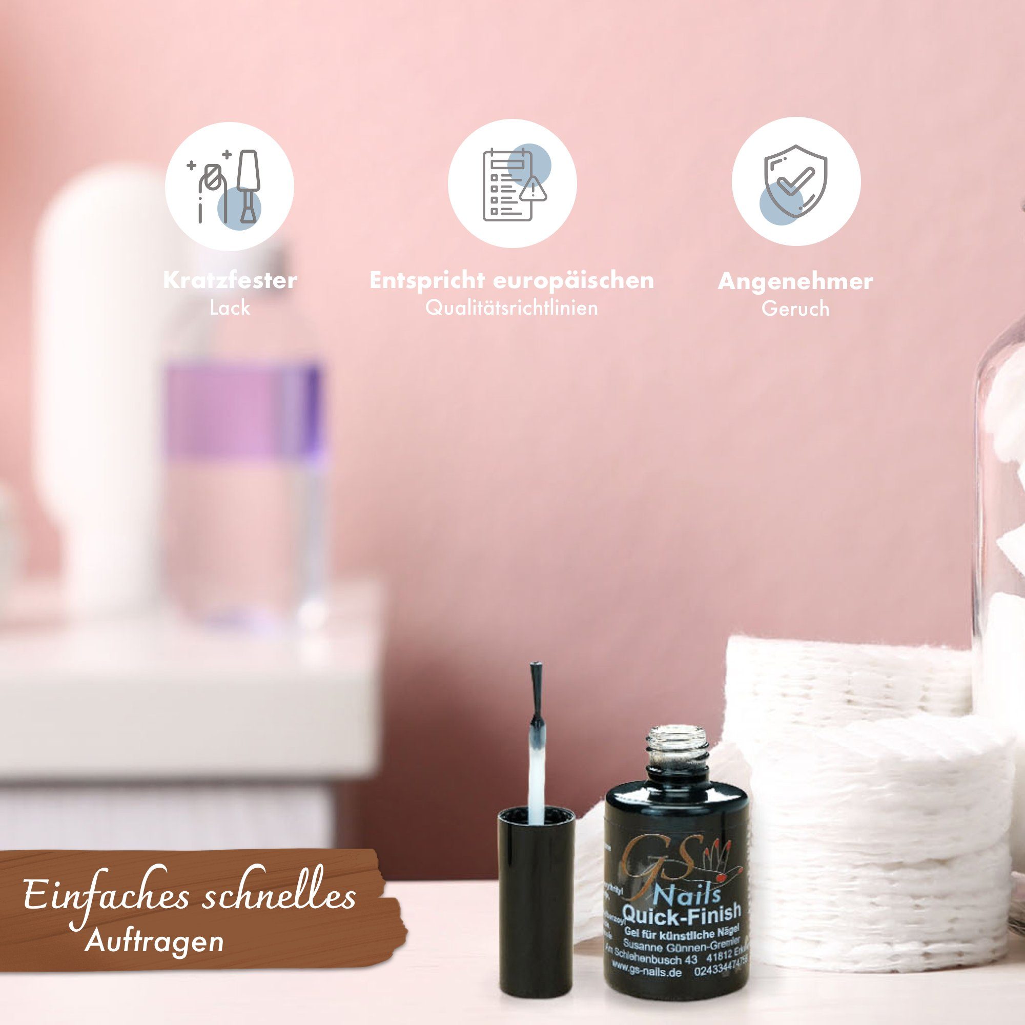 GS-Nails UV-Gel Quick Finish ohne Schwitzschicht Hochglanz Versiegler-Gel, ohne Schwitzschicht